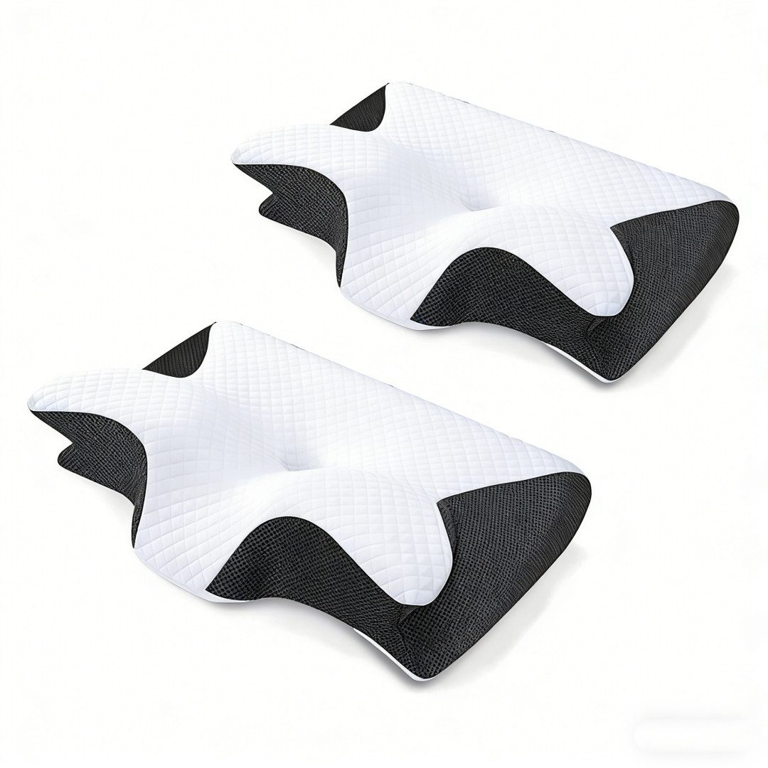 Kityhome Kopfkissen Orthopädisches Nackenkissen Memory Foam – 2 Höhen, waschbarer Bezug, Füllung: 100% Memory Foam, Set, Nackenkissen*1, waschbarer Bezug*1, Nackenstützkissen, Komfort, Atmungsaktiv