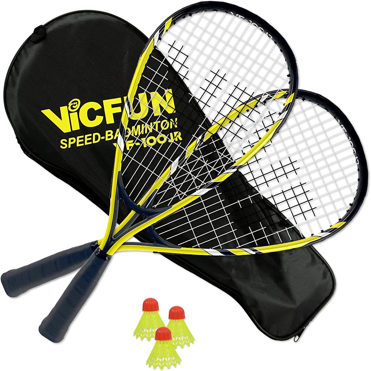 VICFUN Badmintonschläger Speed Badminton Junior 100 gelb/schwarz | Schläger
