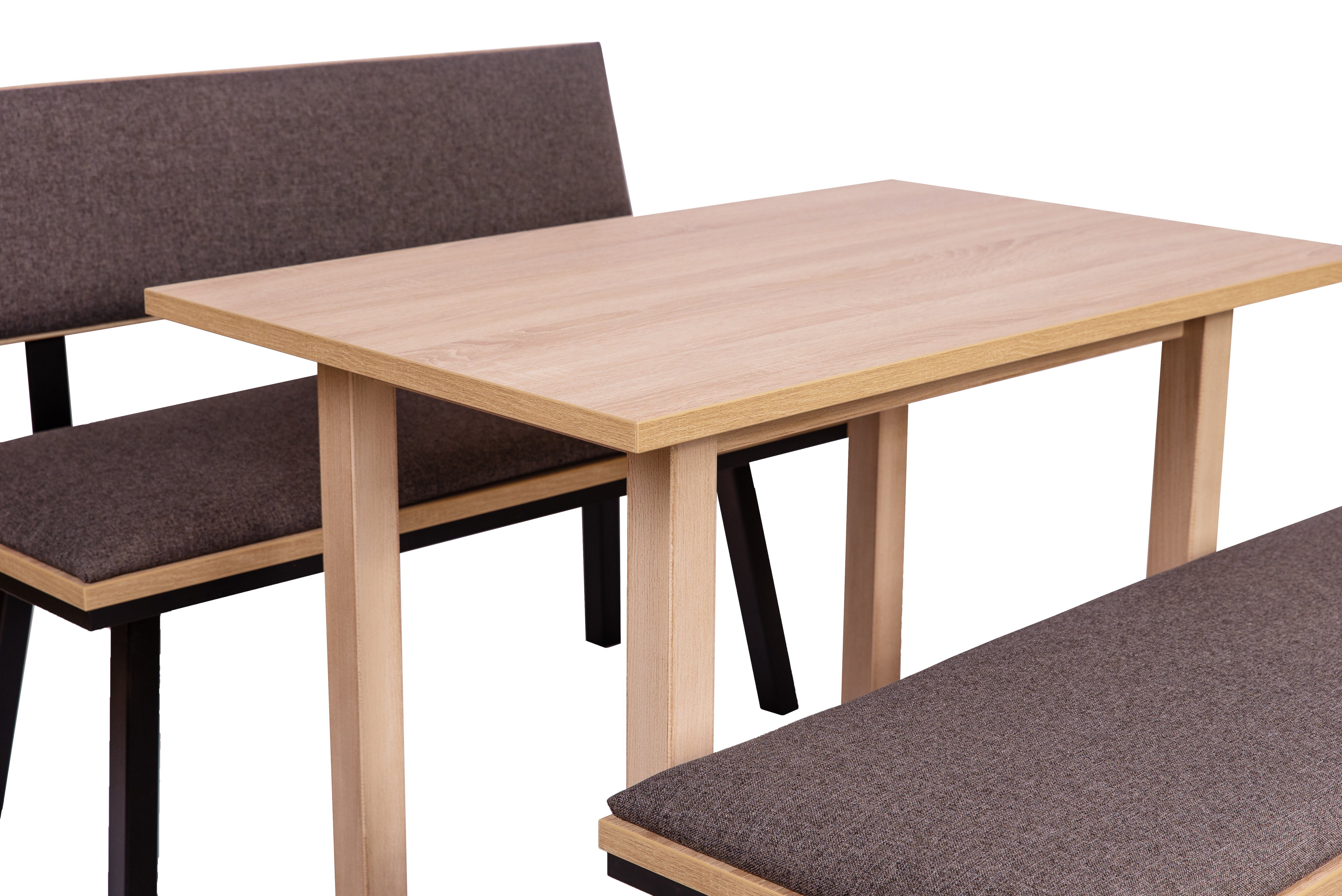 kundler home 'Die Elegante' 3-tlg. Set Sitzbank teilmassiv, Essgruppe Lehne, mit Tisch