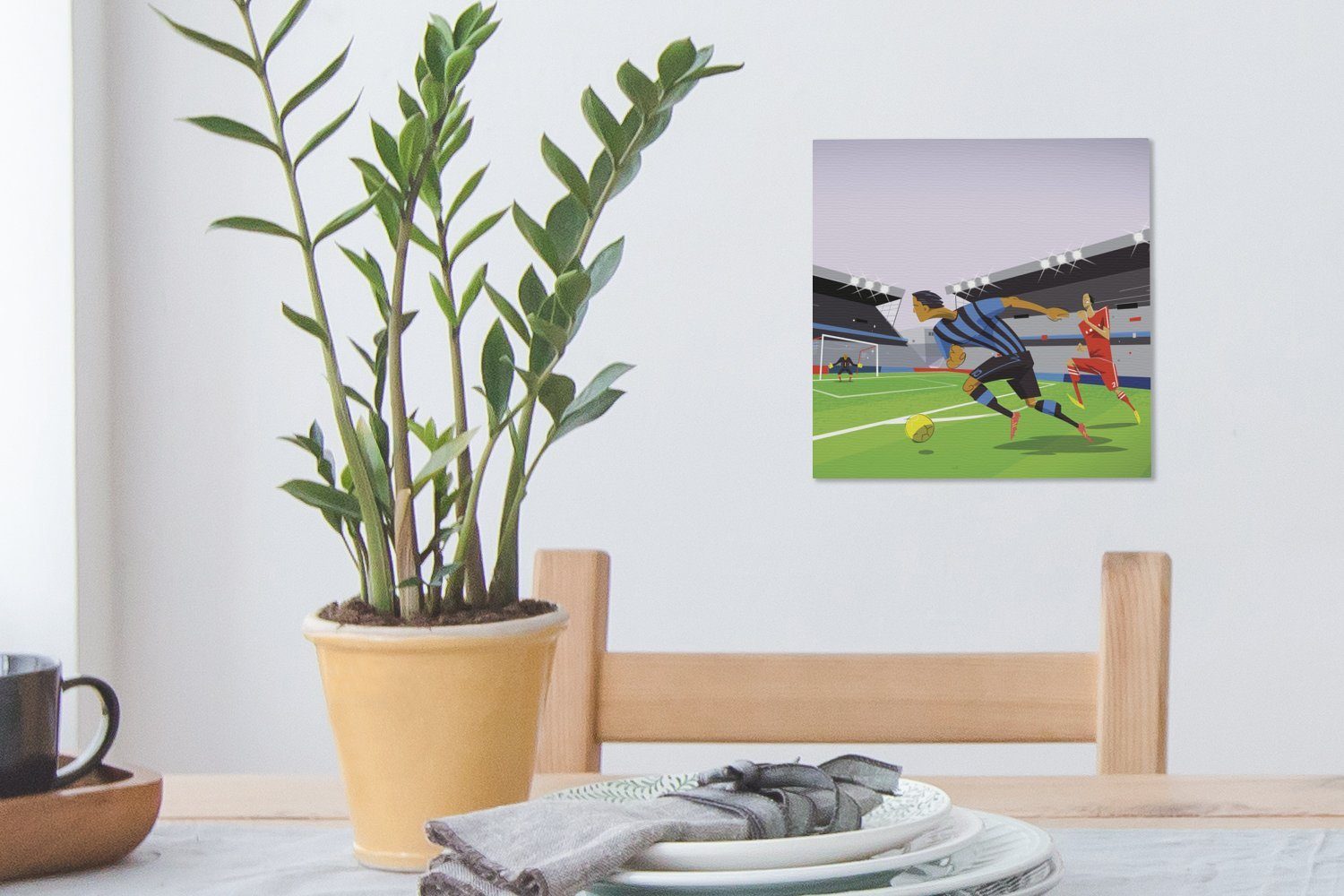 spielen Fußball Wohnzimmer Schlafzimmer für OneMillionCanvasses® von Leinwandbild (1 Eine in Stadion Illustration die -, Spielern, Bilder St), Leinwand einem