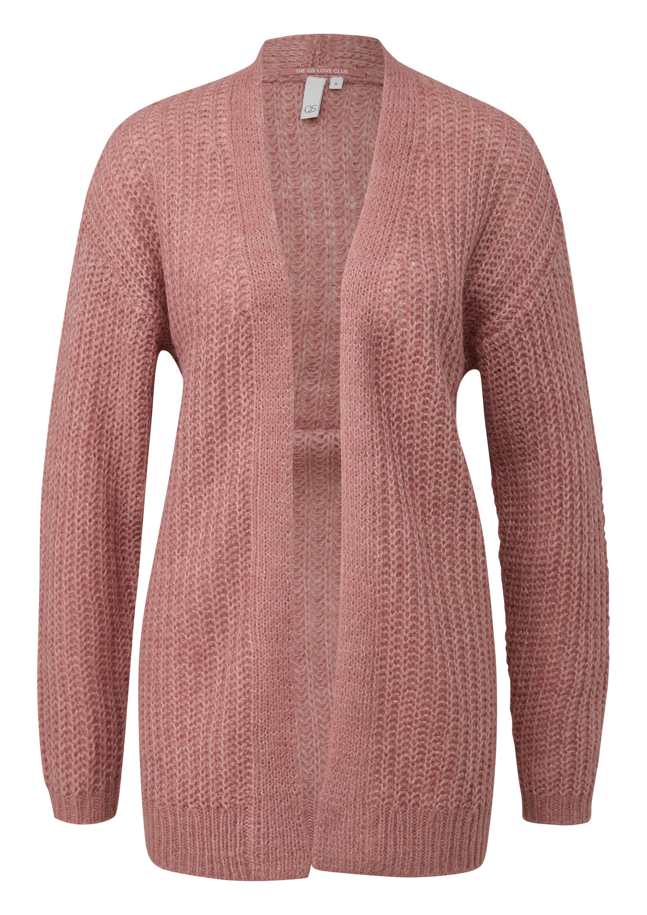 QS Cardigan Strickjacke Locker gestrickte Jacke mit überschnittener Schulte günstig online kaufen