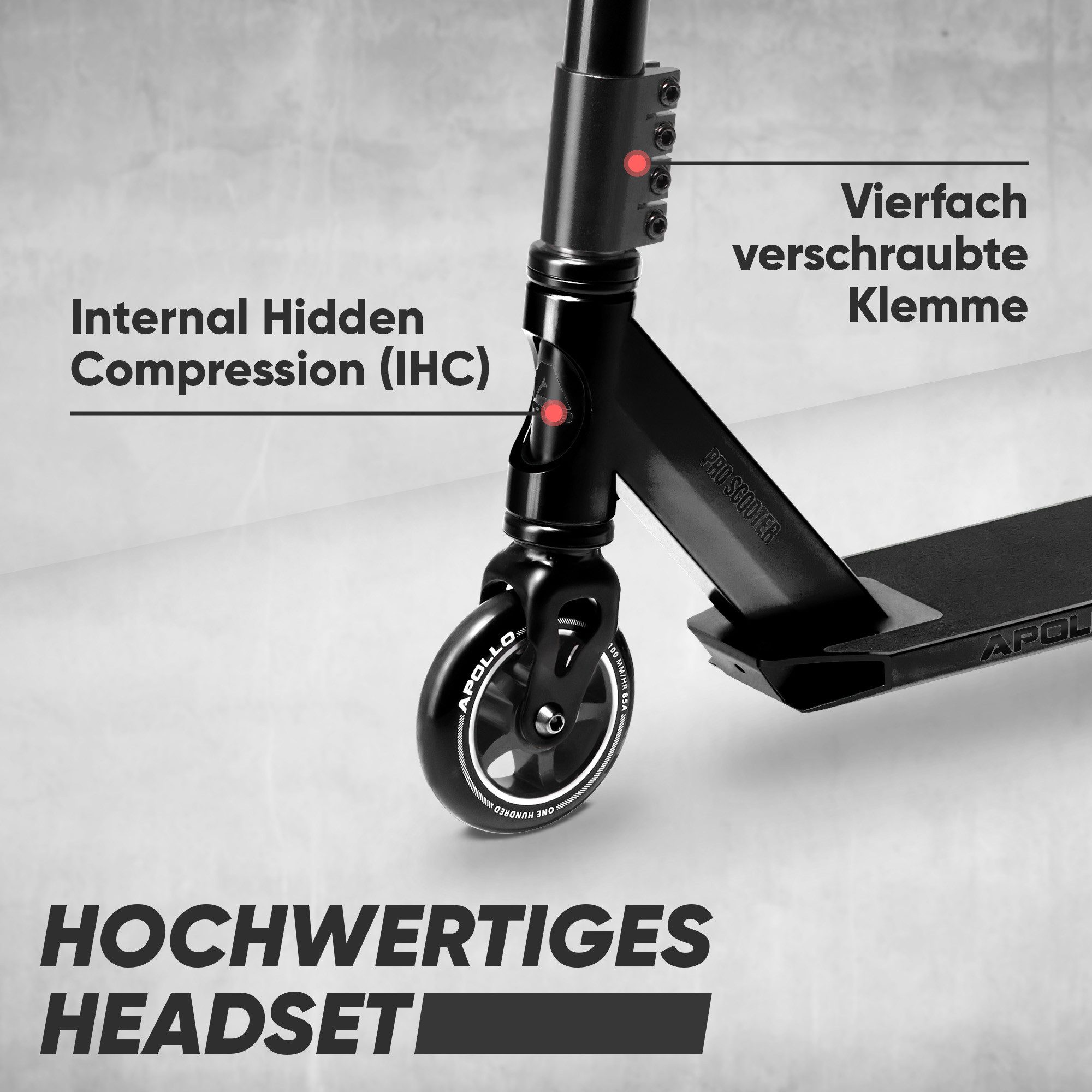 Apollo Stuntscooter Star Pro - Trick Scooter für Kinder und Teenies, Profi Stuntscooter mit ABEC9 Kugellagern und 100mm Alu Core Wheels – Bild 4 von 5