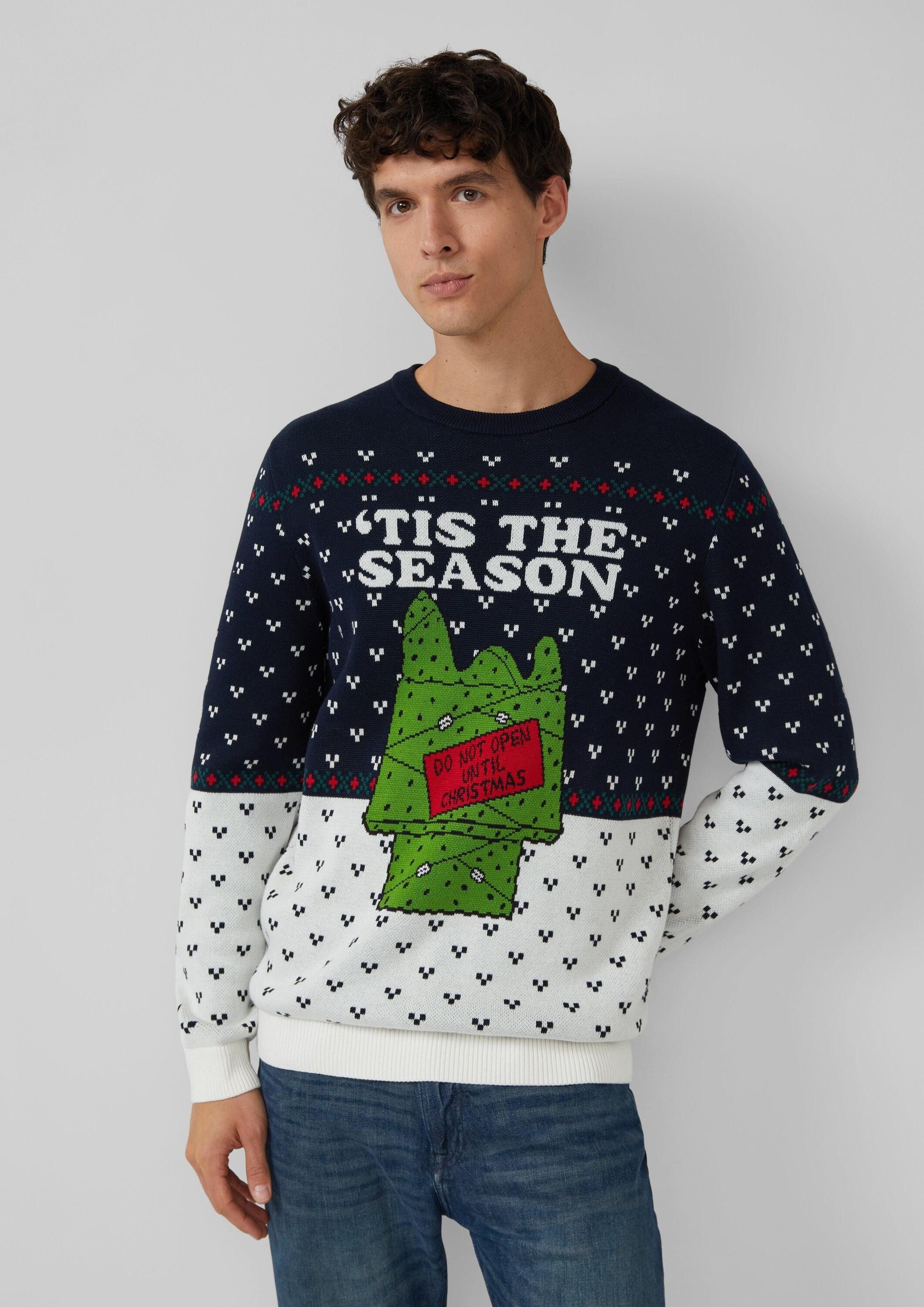 s.Oliver Longpullover Strickpullover Weihnachtspullover aus reiner Baumwoll günstig online kaufen