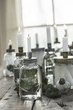 Ib Laursen Kerzenständer Kerzenhalter für Stabkerze mit Metalldeckel rund