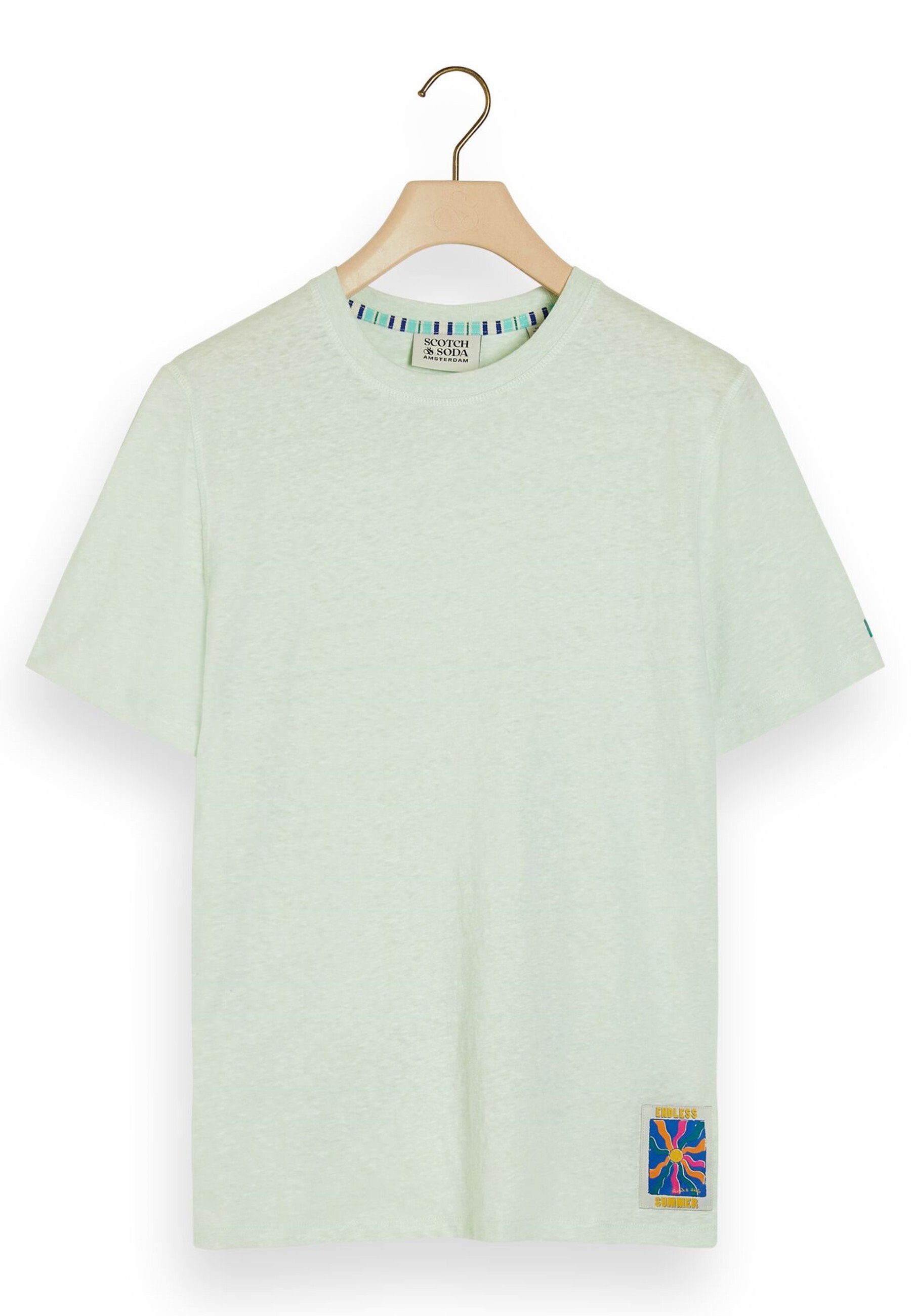 Scotch & Soda T-Shirt Shirt Kurzarmshirt mit R-Neck und Label-Flag (1-tlg) hellgrün | T-Shirts