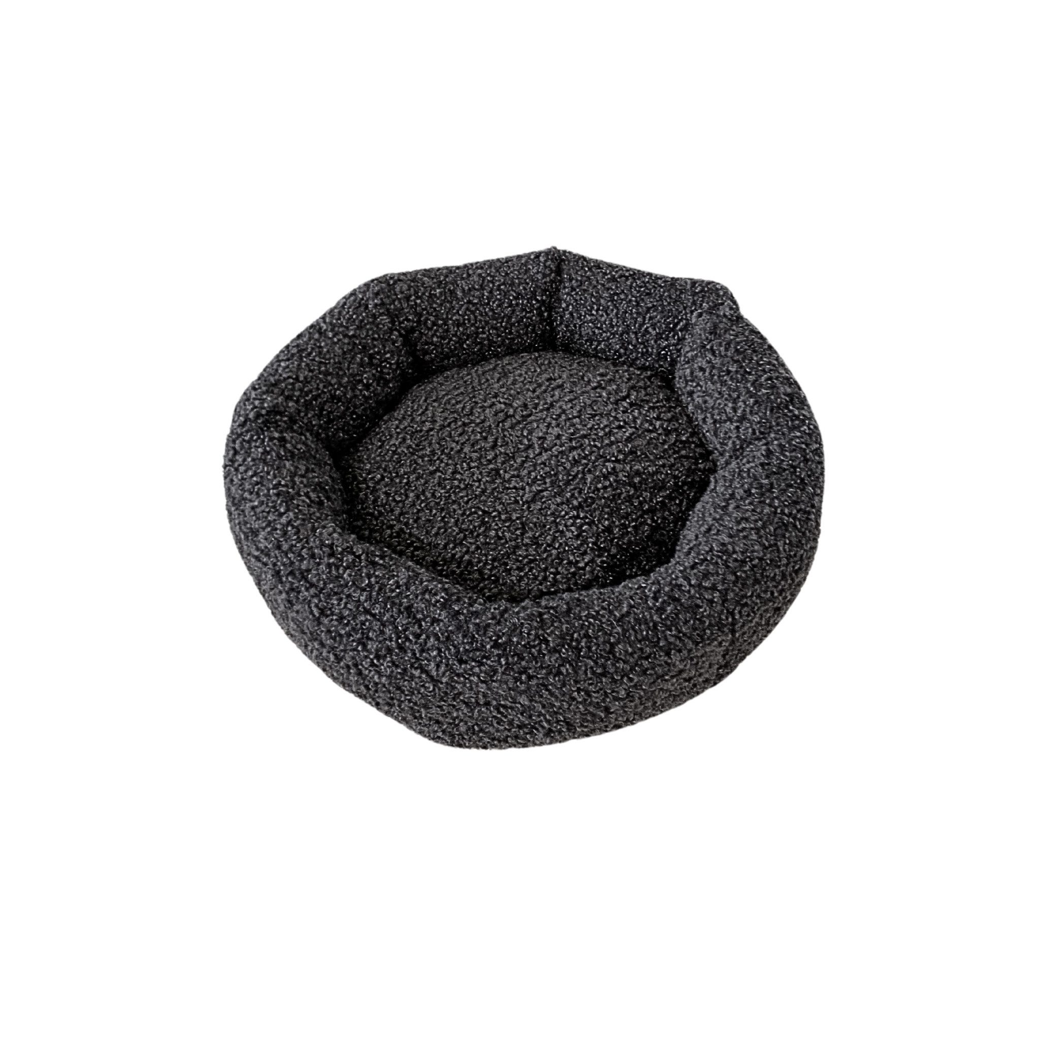 Woodek Design Tierbett Skye, ergonomisches Hundebett, Dunkelgrau, hergestellt in der EU, Bezug: 100% PES, Ø 50 cm, H 15 cm, haustierfreundliches Material