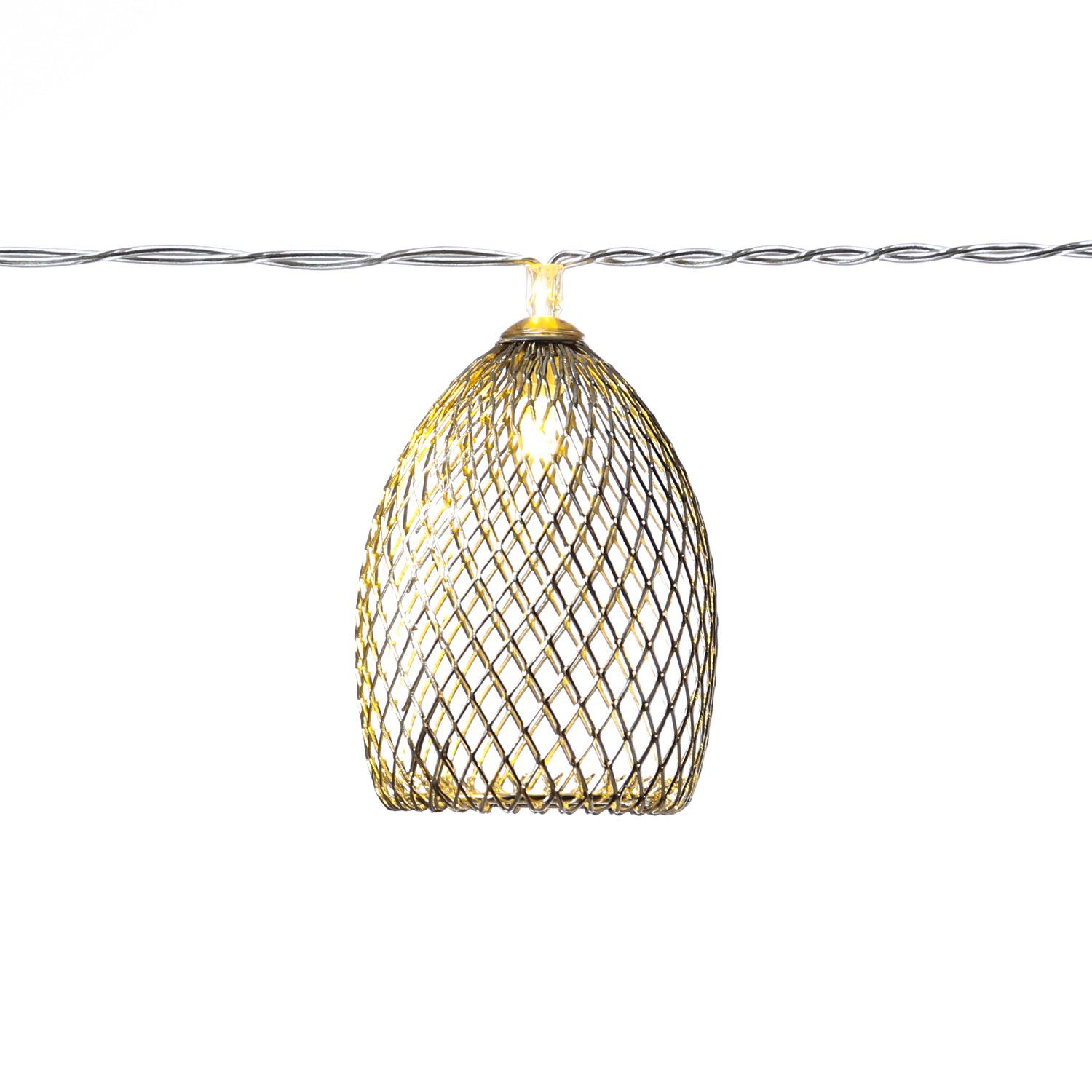 MARELIDA LED-Lichterkette LED Deko Lichterkette Glamour 10 silberne Lampenschirme 1,8m Hochzeit, 10-flammig