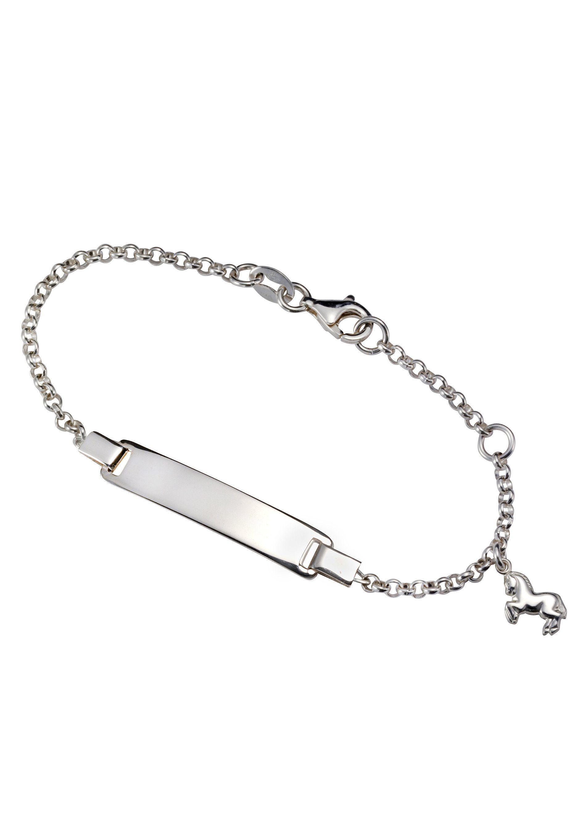 Firetti Armband mit Gravur Schmuck Geschenk Silber 925 Armkette ID-Platte Erbskette Pferd, GRAVURwunsch per Mail senden, Anlass Geburtstag Taufe Weihnachten