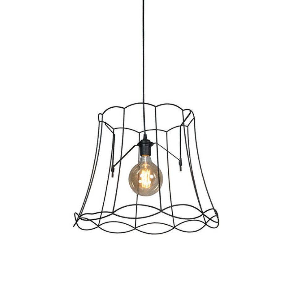 Qazqa Pendelleuchte Granny frame, ohne Leuchtmittel, E27, Schwarz, Retro, Stahl, 1-flammig