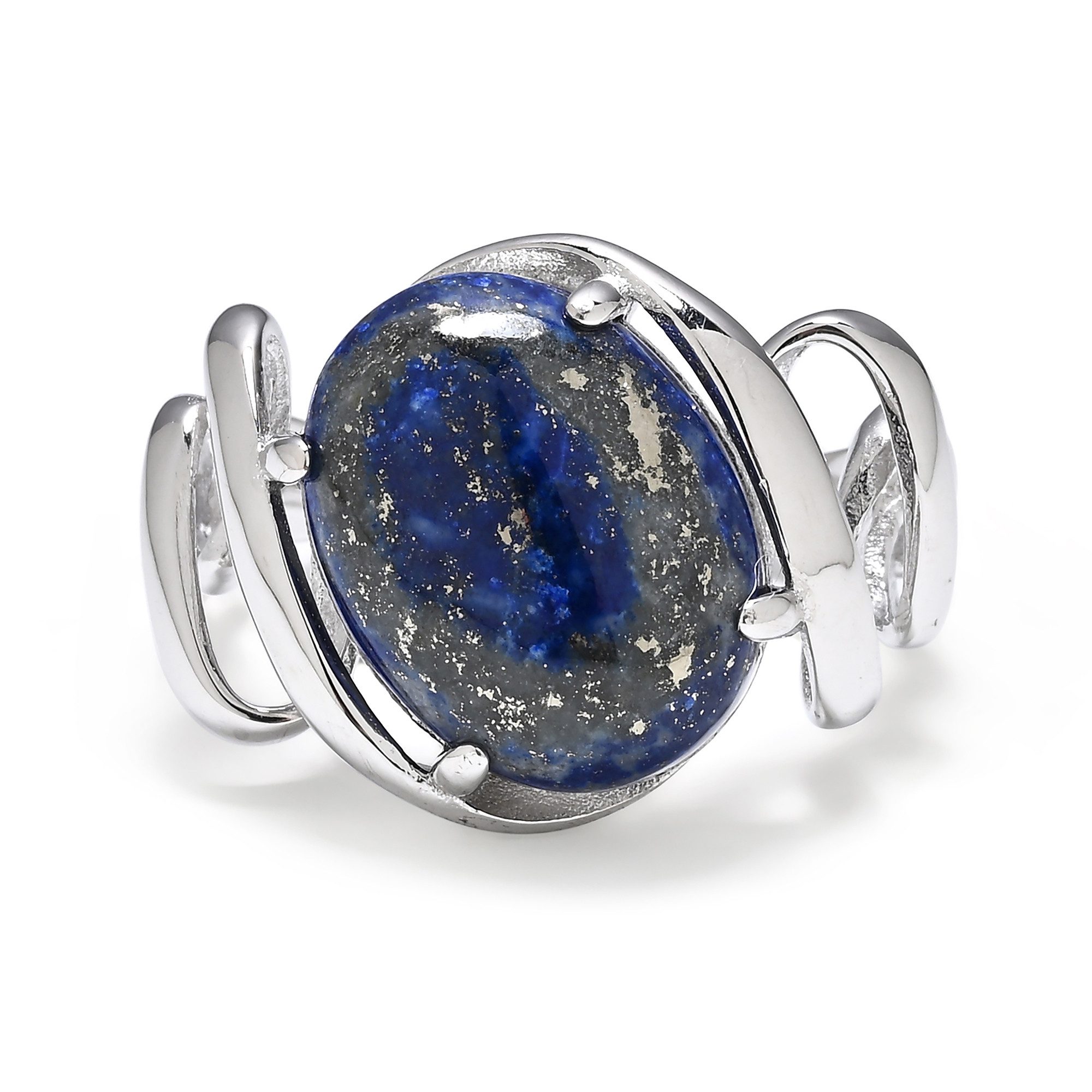 Cavill Solitärring Afghanischer Lapislazuli Rhodium Silber Ring (1-tlg)