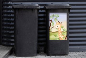 MuchoWow Wandsticker Dschungel - Giraffe - Tiere (1 St), Mülleimer-aufkleber, Mülltonne, Sticker, Container, Abfalbehälter