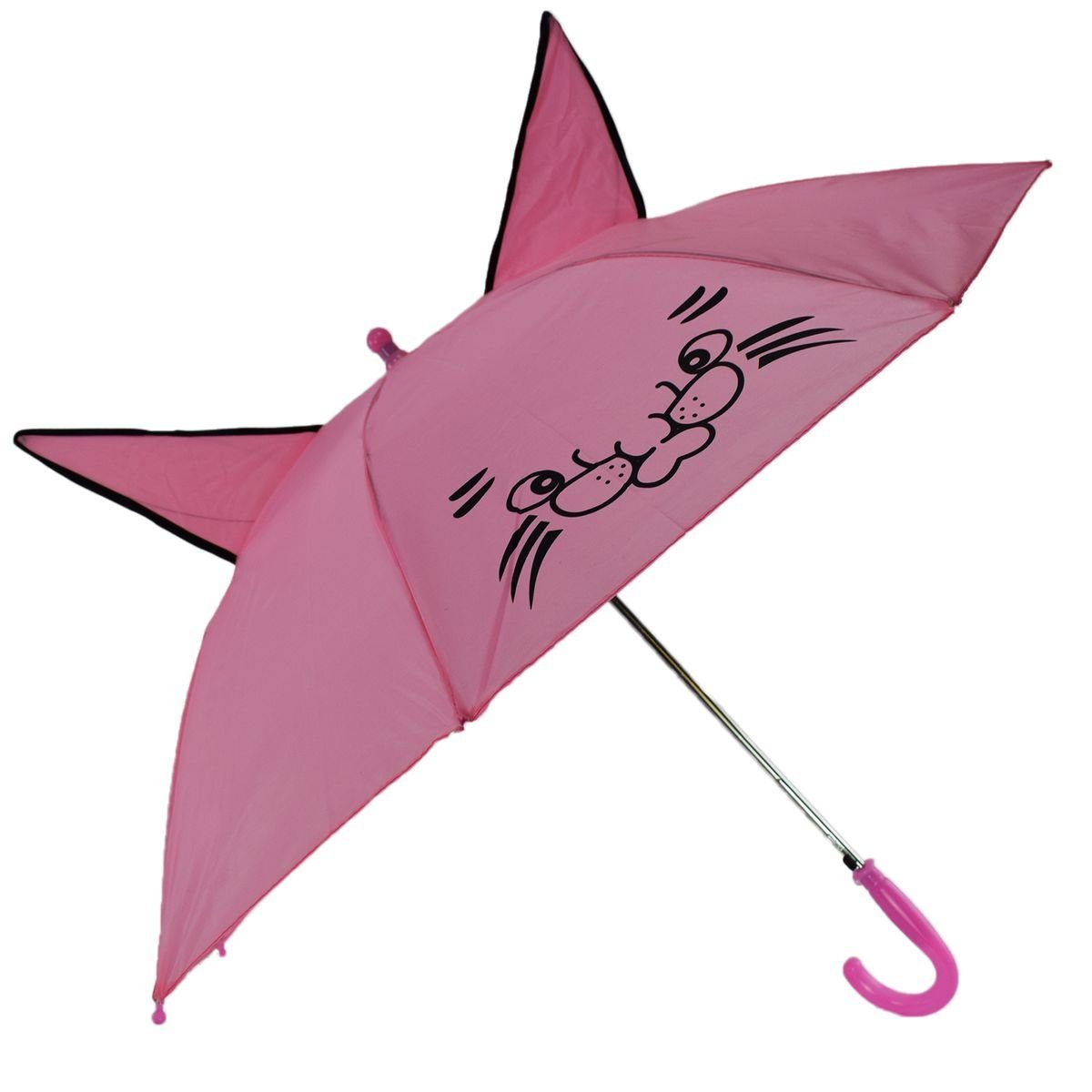 Marabellas Shop Stockregenschirm Regenschirm für Kinder Ø 90 cm mit Ohren und automatischer Öffnung, fröhliches Design Pink