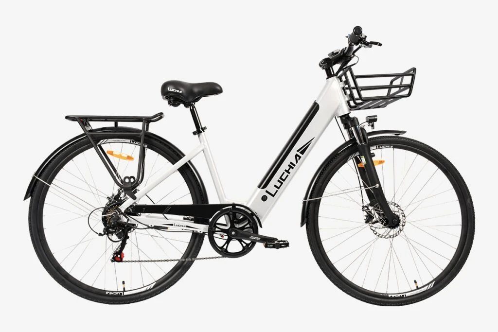 6-Gang-Shimano, DOTMALL Cityrad, mit E-Bike 250W,LUCHIA Ebike Trekking Weiß tlg), (1