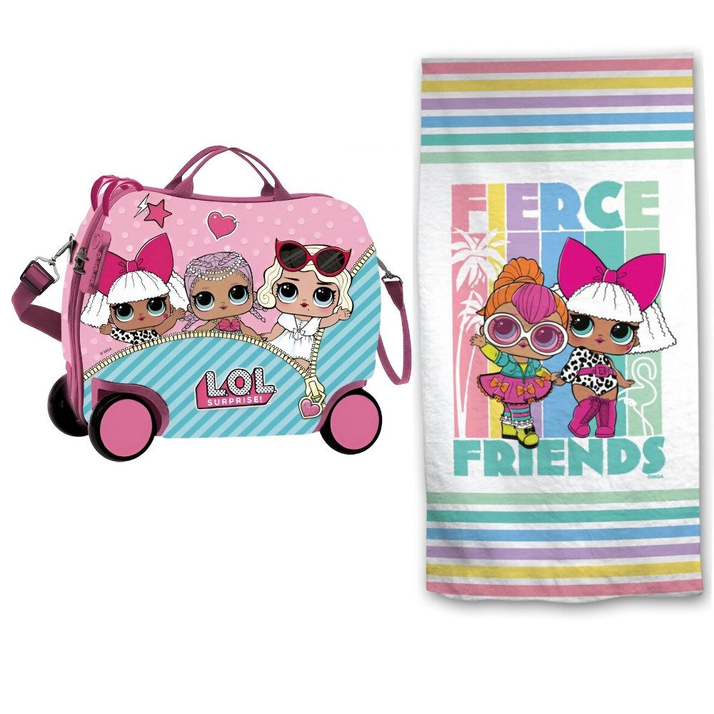L.O.L. SURPRISE! Kinderkoffer LOL Surprise Mädchen Kinder Reise Set Koffer Strandtuch, 4 Rollen