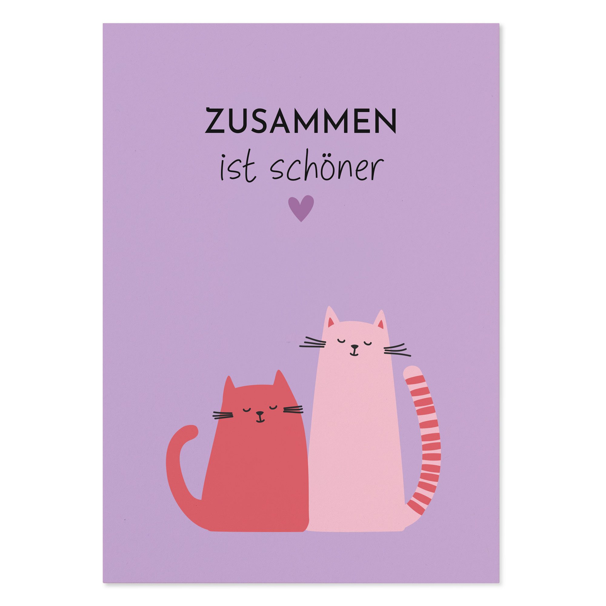 Bow & Hummingbird Grußkarte Postkarte „Zusammen ist schöner“ – Geschenk für Lieblingsmensch, Valentinskarte Katze DIN A6