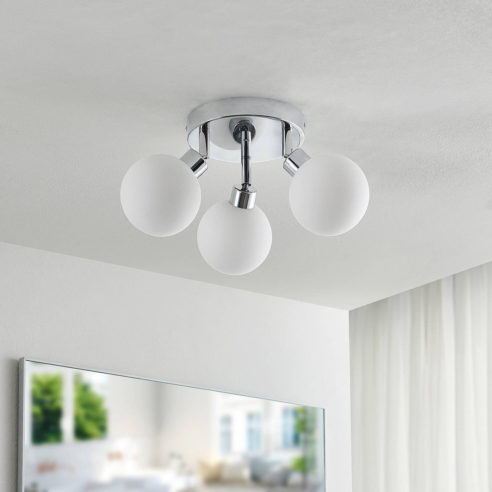 Lindby Deckenleuchten Zaniba, Metall, Chrom IP44, 3 x 8 W LED
