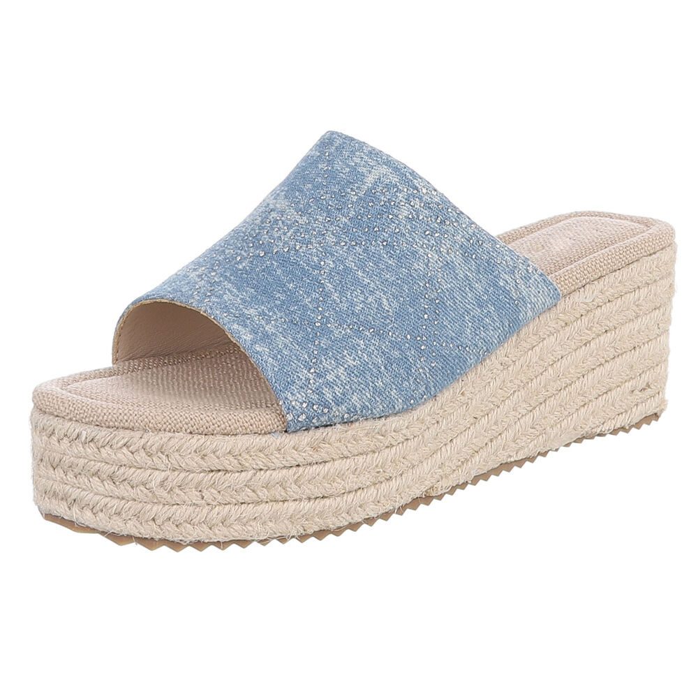 Ital-Design Plateau-Sandalen mit offenem Schnitt für Damen Plateausandaletten (91154560) Keilabsatz/Wedge Keilsandaletten in Blau