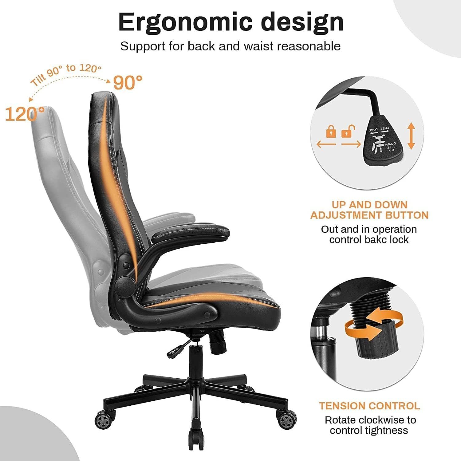 Sitzfläche BASETBL Bürostuhl, Design Stuhl hochklappbarer großer mit ergonomischem
