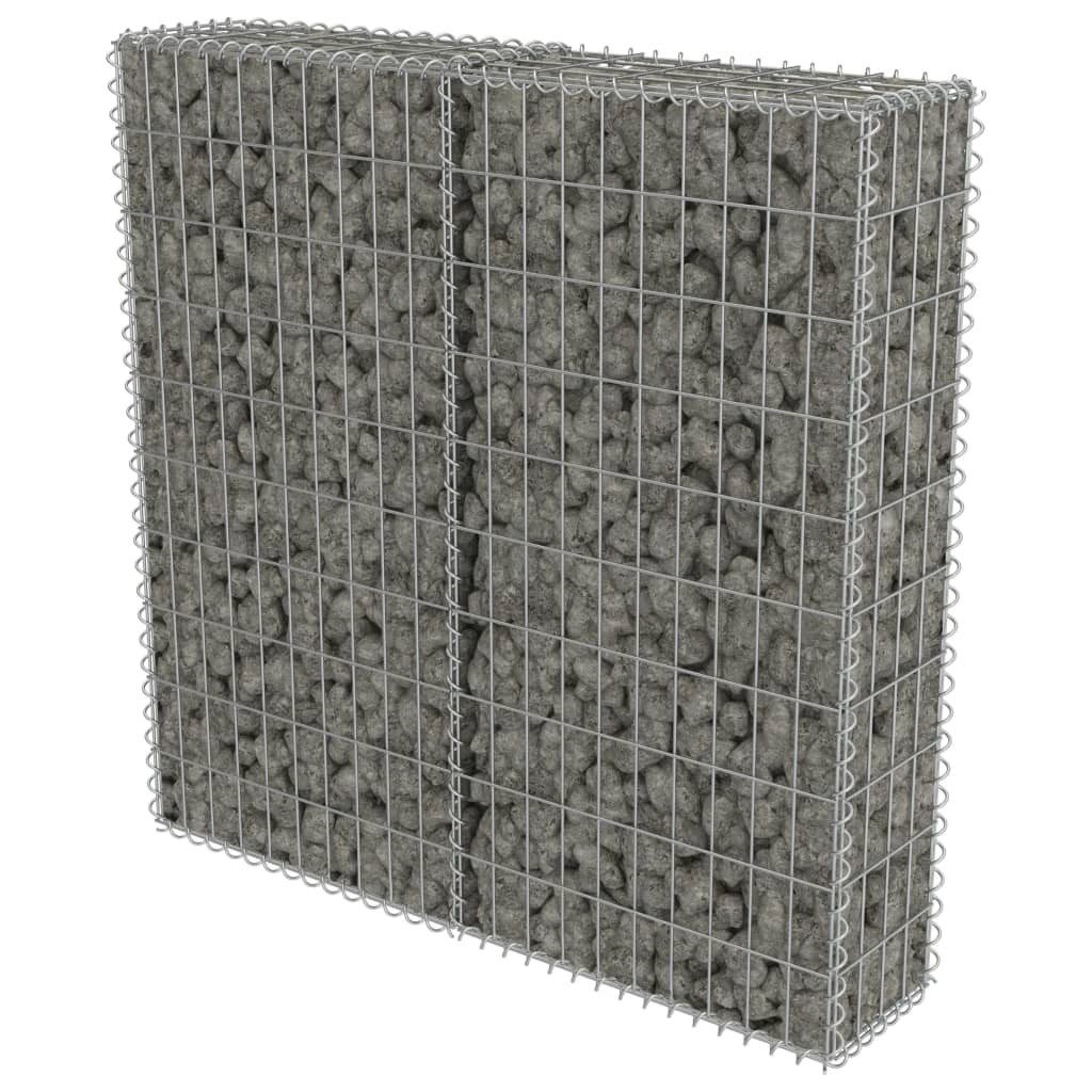 vidaXL Gabionenzaun, Gabionenwand mit Abdeckung Verzinkter Stahl 100×20×100 cm