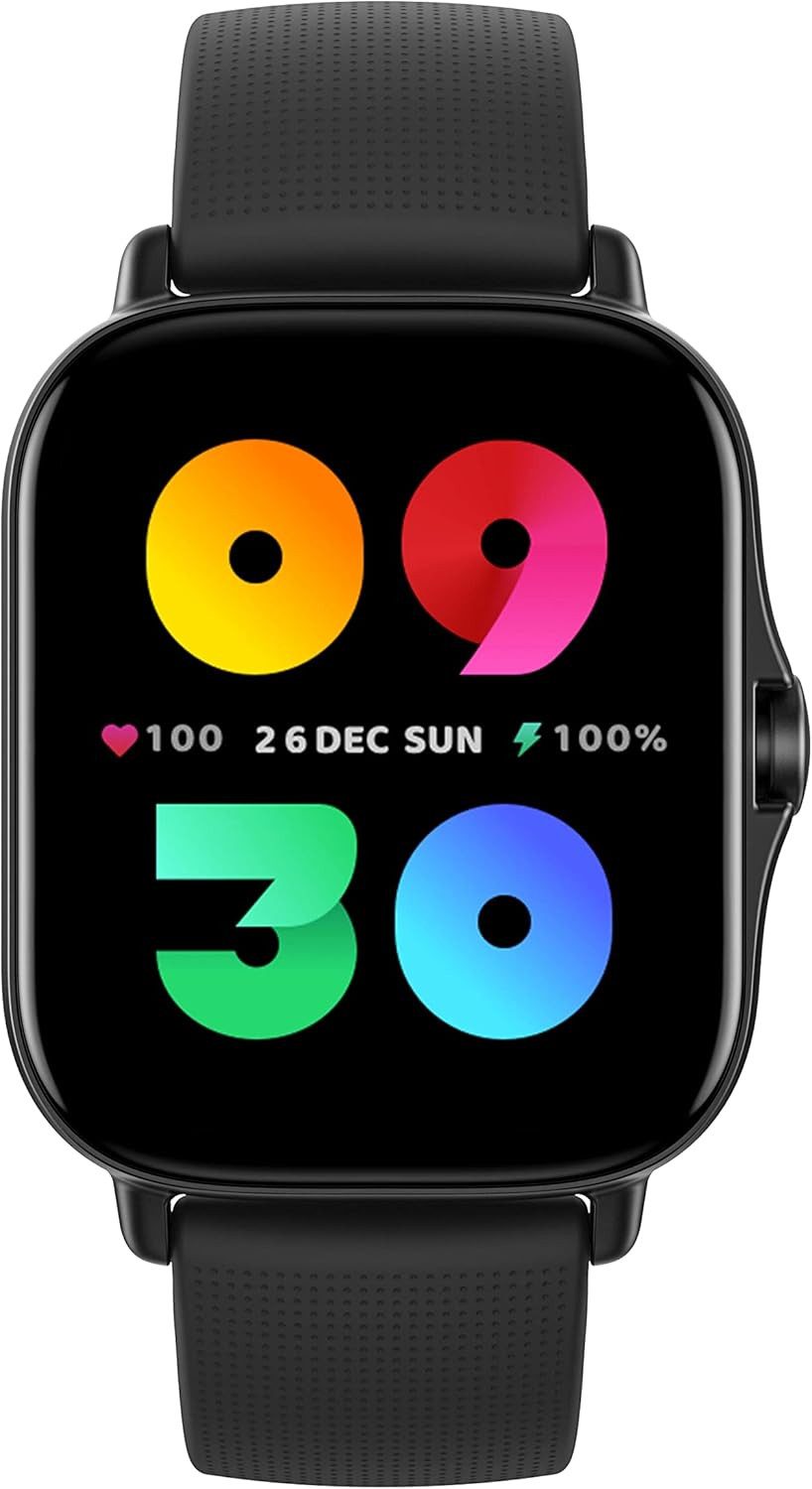 Amazfit Damen"s Herren"s AMOLED Always-On Display mit Bluetooth Anrufen & GPS Smartwatch (4,2 cm/1,65 Zoll, Android/iOS), 90 Sportmodi, SpO2 Messung, 3GB Musik, 5 ATM wasserdicht