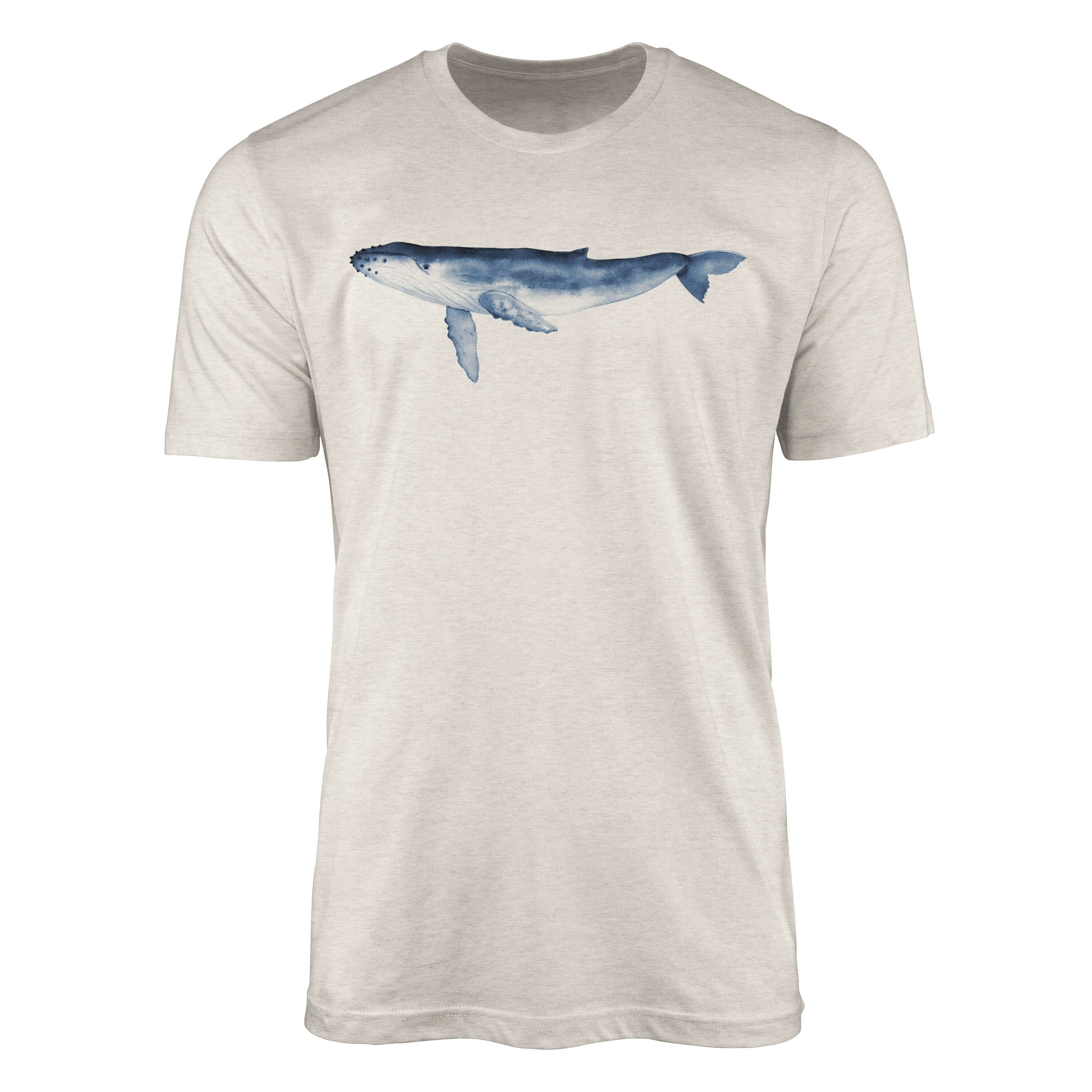 Sinus Art T-Shirt Herren Shirt 100% gekämmte Bio-Baumwolle T-Shirt Glattwal Wasserfarben Motiv Nachhaltig Ökomode aus (1-tlg)
