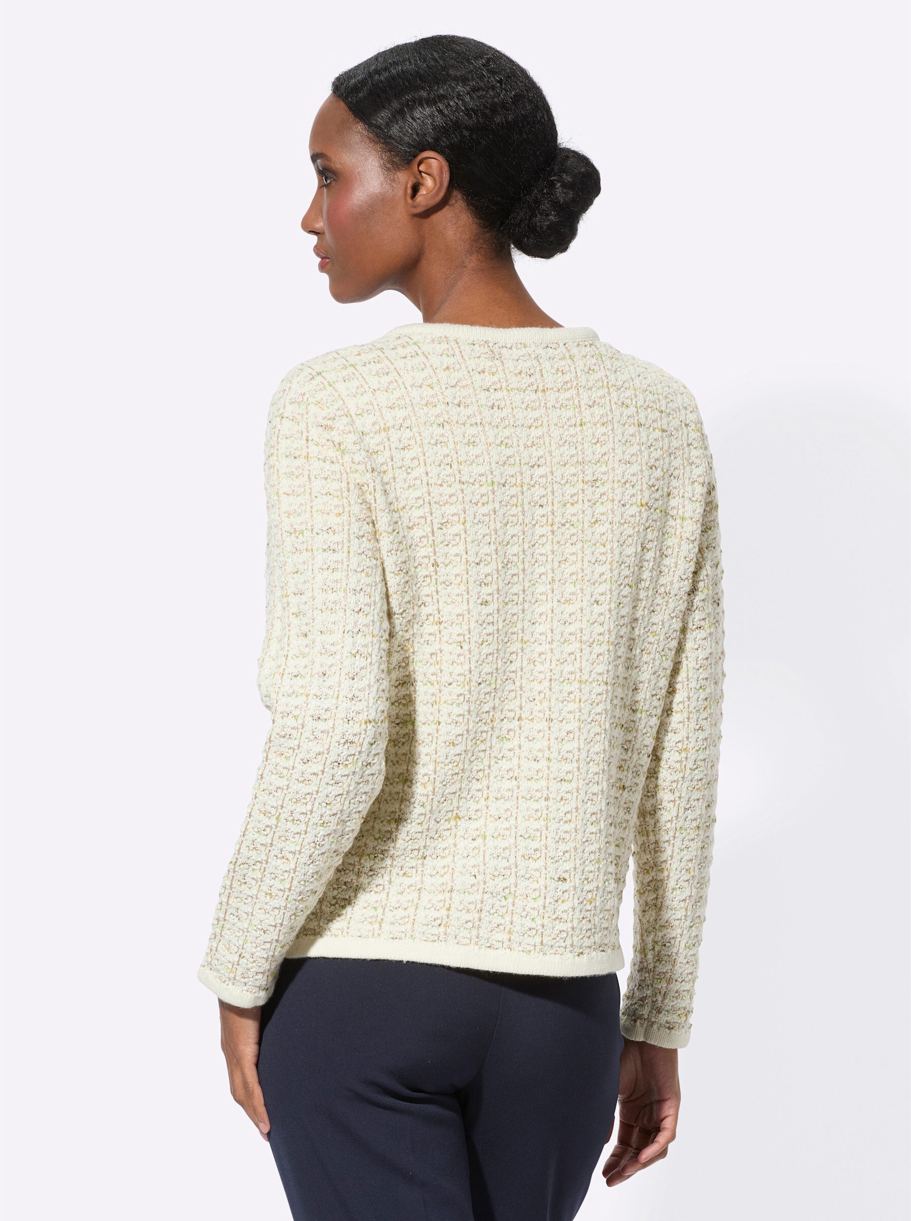 creation L Strickjacke Woll-Mix-Strickjacke Langarm Materialmix