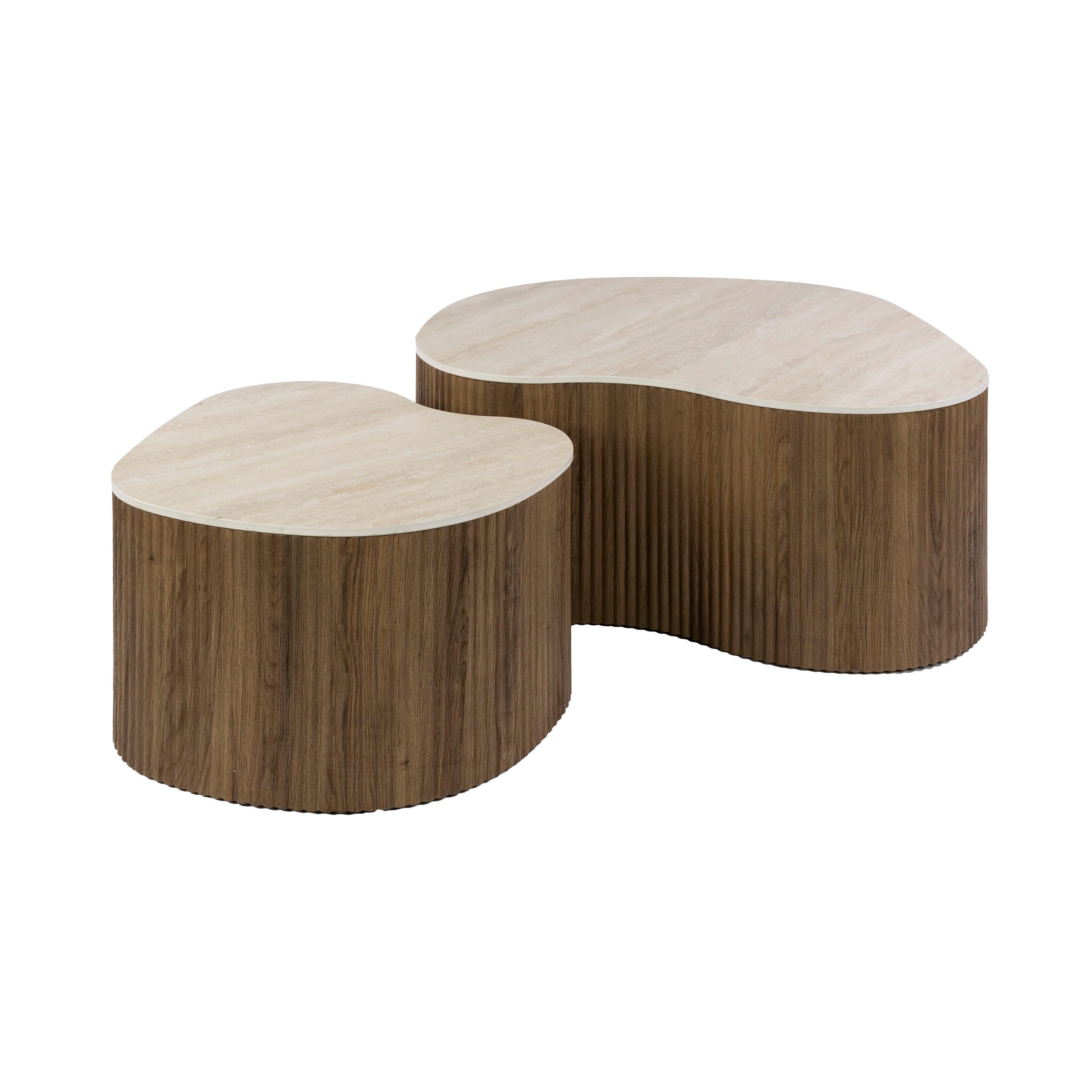 Villa Möbel Couchtisch Ceramo (1 Tisch, 2-St), Medio Couchtisch Set aus 3D Keramik Travertin