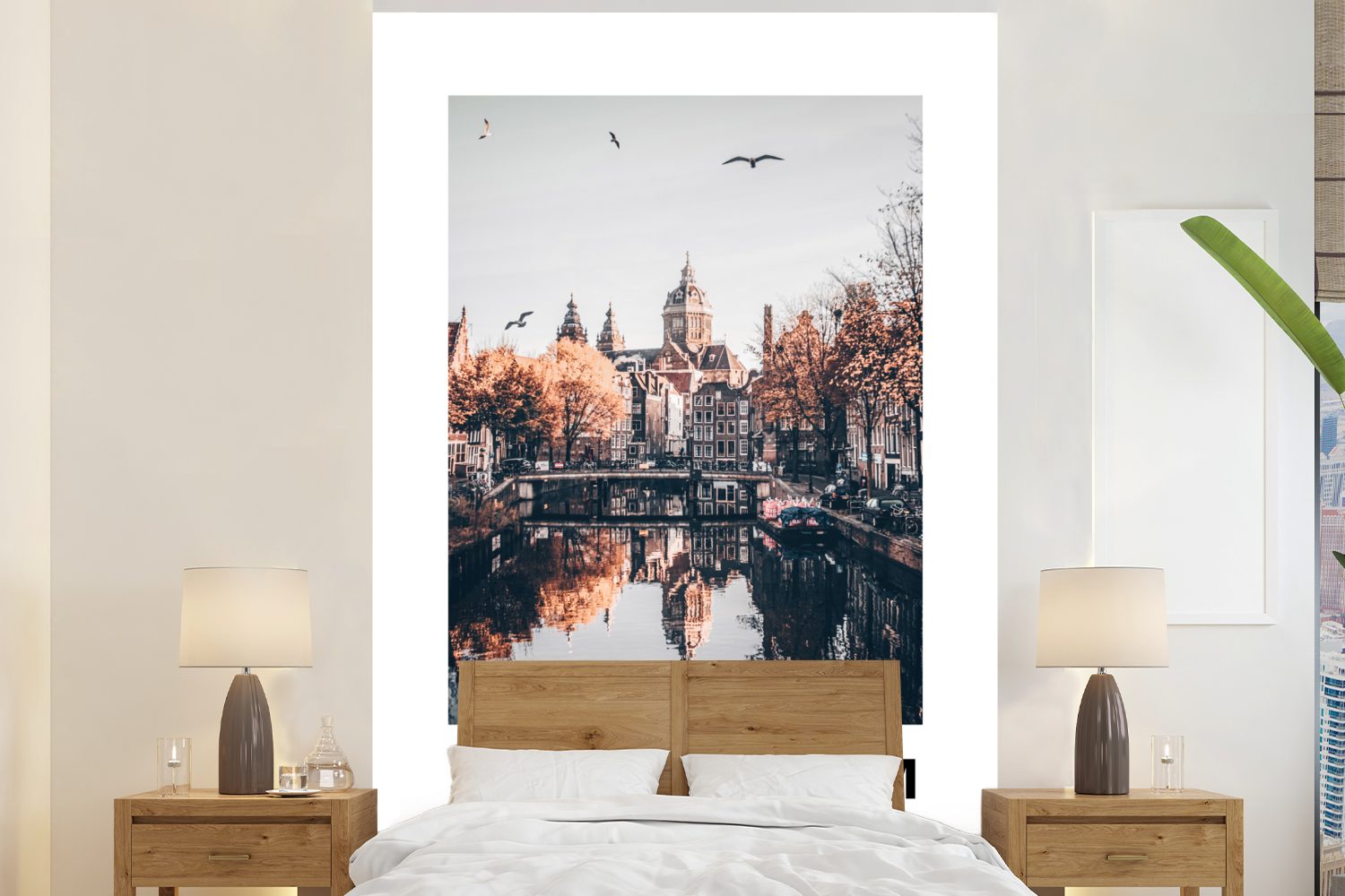 MuchoWow Fototapete Amsterdam - Niederlande - Architektur - Wasser, Matt, bedruckt, (3 St), Montagefertig Vinyl Tapete für Wohnzimmer, Wandtapete