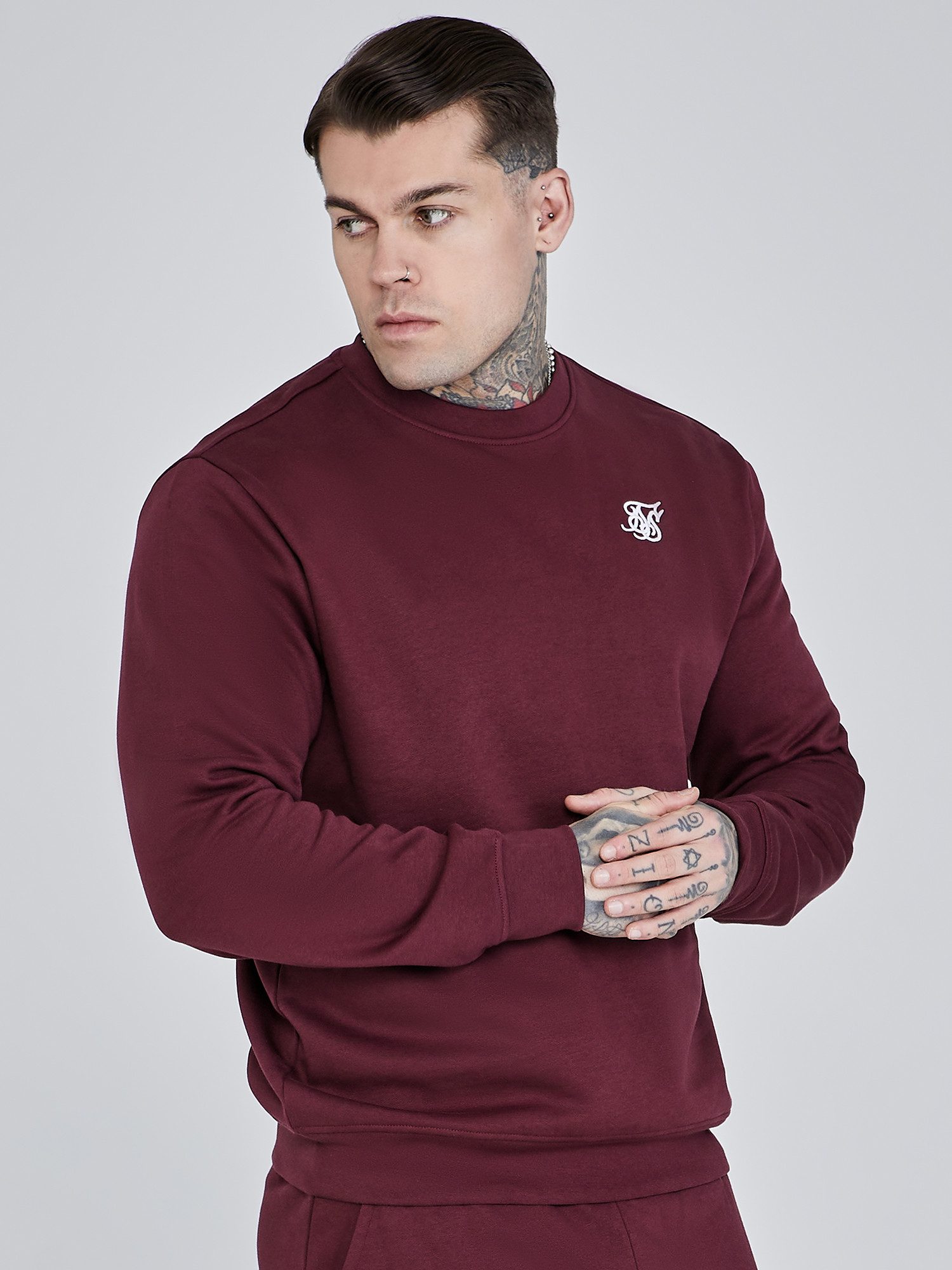 Siksilk Sweatshirt SikSilk Herren Bordeaux Essentials Pullover günstig online kaufen