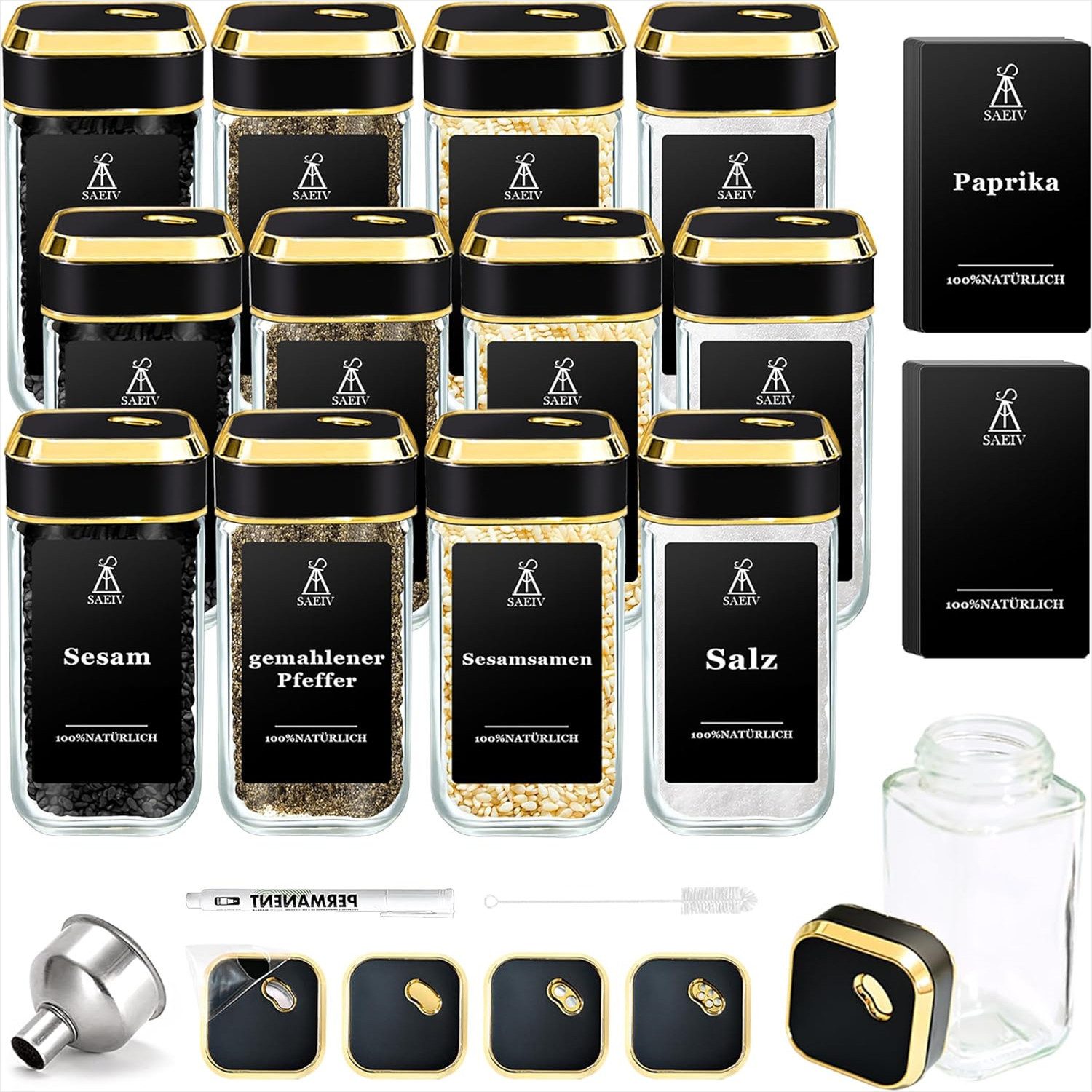 KingLux Gewürzbehälter 12Stk.Gewürzgläser 120ml, Gewürzstreuer mit Schwarzg günstig online kaufen