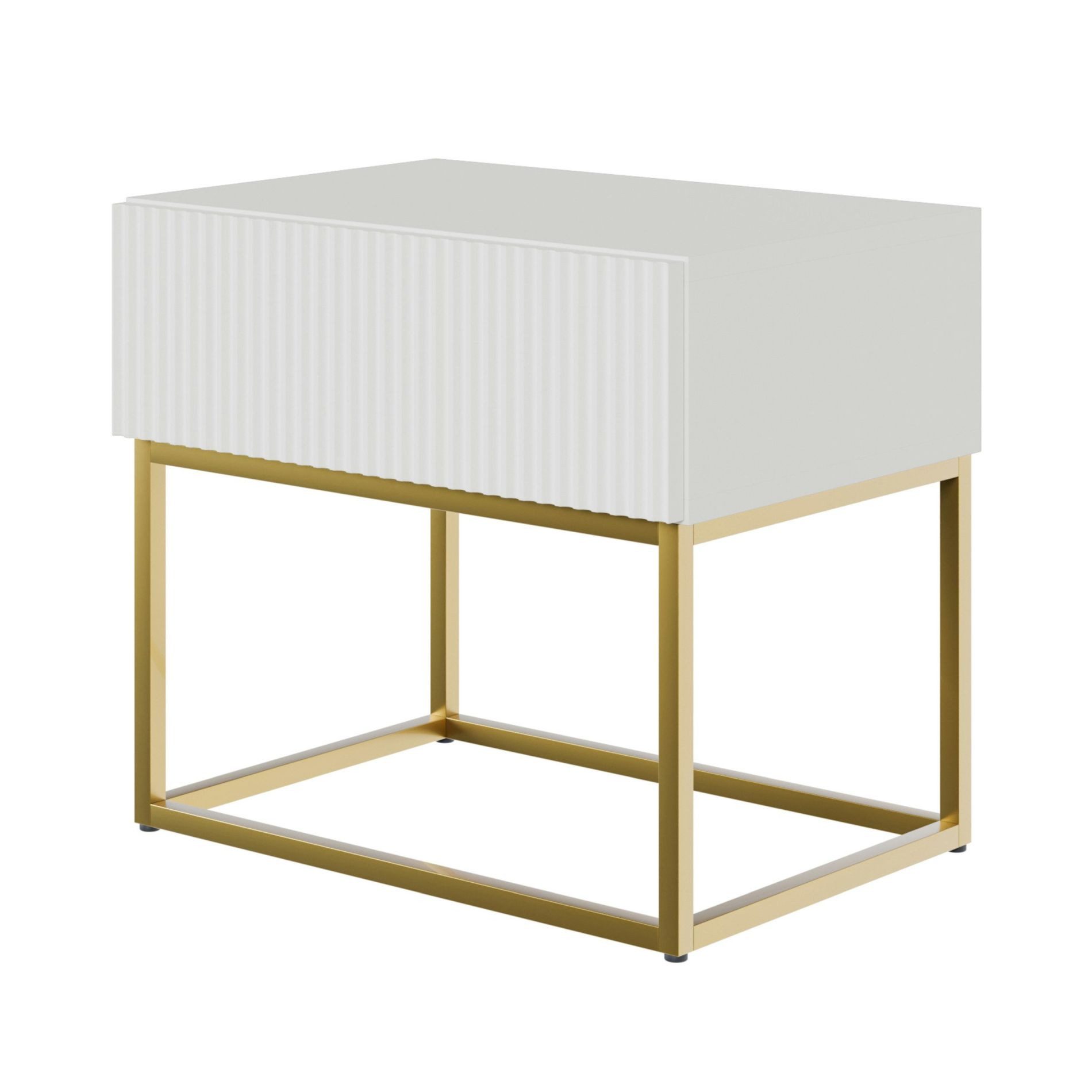 Selsey Nachttisch VELDIO, mit Schublade, gefräster Front und Metallbeinen, günstig online kaufen