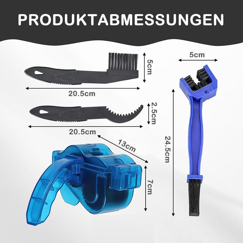 AFKSMILE Fahrradketten 4 in 1 Kettenreiniger Fahrradkette Set 3 Bürste, Fahrrad Reinigungsset Für alle kettenreinigungsgerät fahrrad,Kettenreiniger Schnell Sauberes