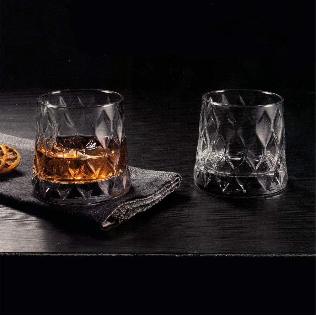 Pasabahce Whiskyglas 4er-Set Leafy Old Fashioned Special Design mit schwerem Boden, 300 ml, 4-tlg.