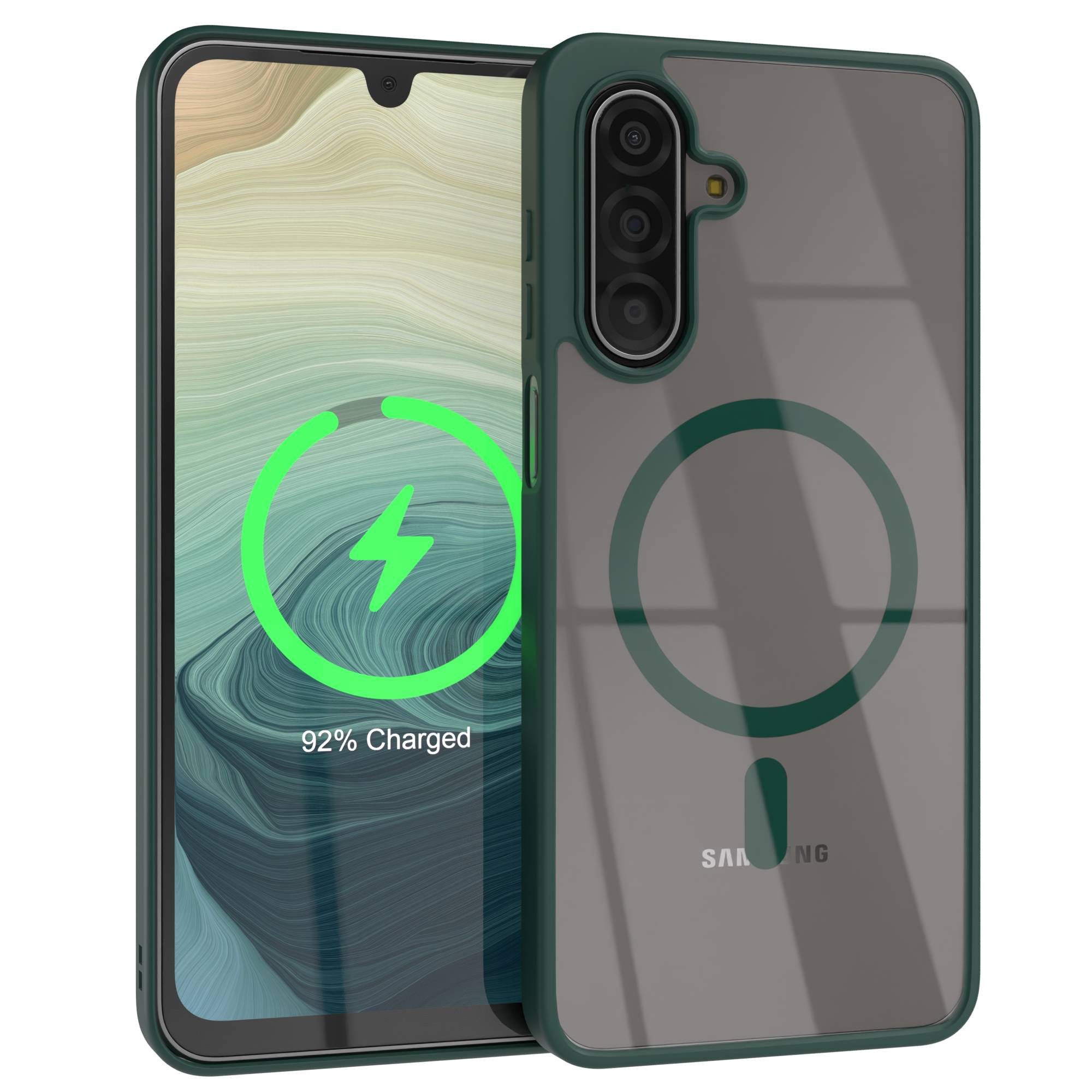 EAZY CASE Handyhülle Transparente Hülle mit MagSafe Samsung Galaxy A17 6,7 Zoll, TPU Hülle, flexibel, Clear Case Silikonhülle anti-kratz Backcover Grün