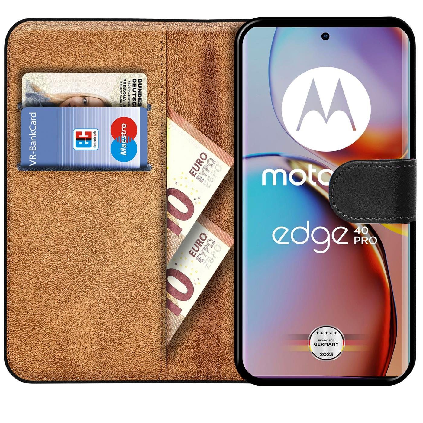 CoolGadget Handyhülle Wallet Klapp Tasche Book Case für Motorola Edge 40 Pro 6,67 Zoll, Hülle Klapphülle Flip Cover Etui Schutzhülle