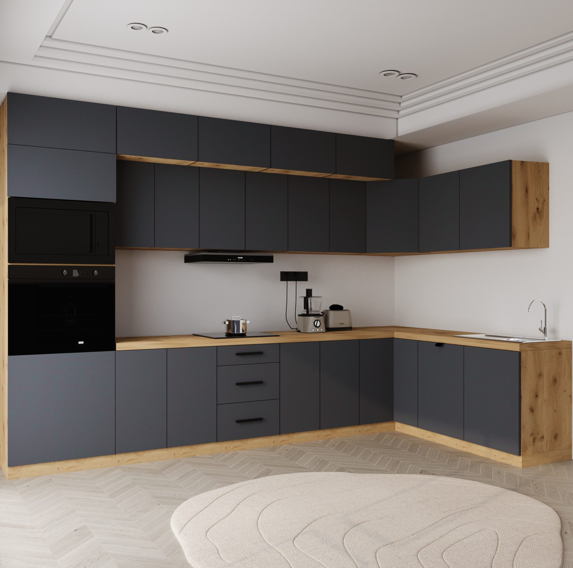 ROYAL24_MARKT - Nexa KL10-M360 - Grau / Beige / Woodline Matt, (Komplett Set), Edles Material - Zeitlos - Elegant