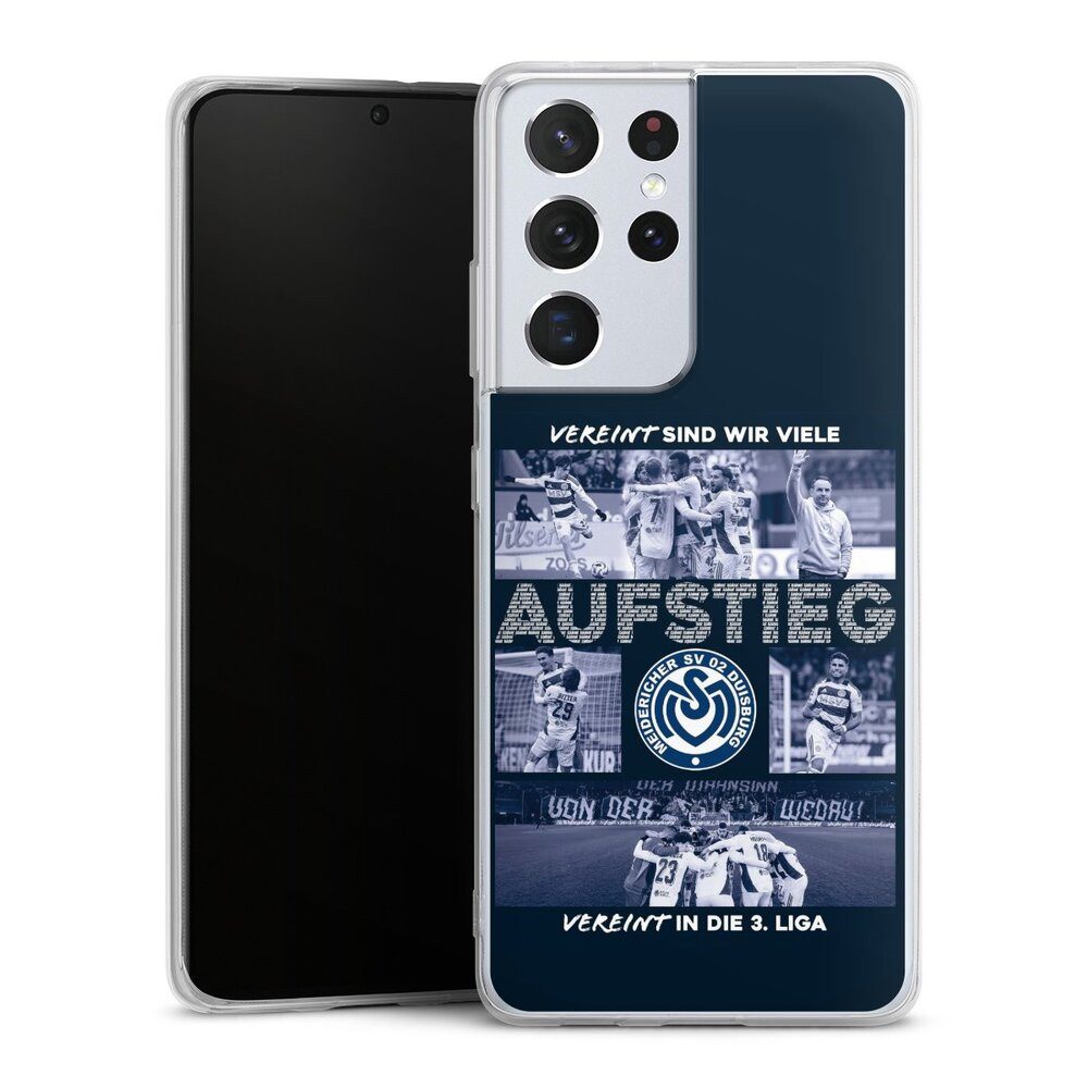 DeinDesign Handyhülle MSV Duisburg Aufstieg Offizielles Lizenzprodukt, Samsung Galaxy S21 Ultra 5G Silikon Hülle Bumper Case Smartphone Cover