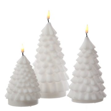 Deluxe Homeart LED-Kerze Tannenbaum Weihnachtsbaum Deluxe Echtwachs flackernd H: 18cm weiß (1-tlg)