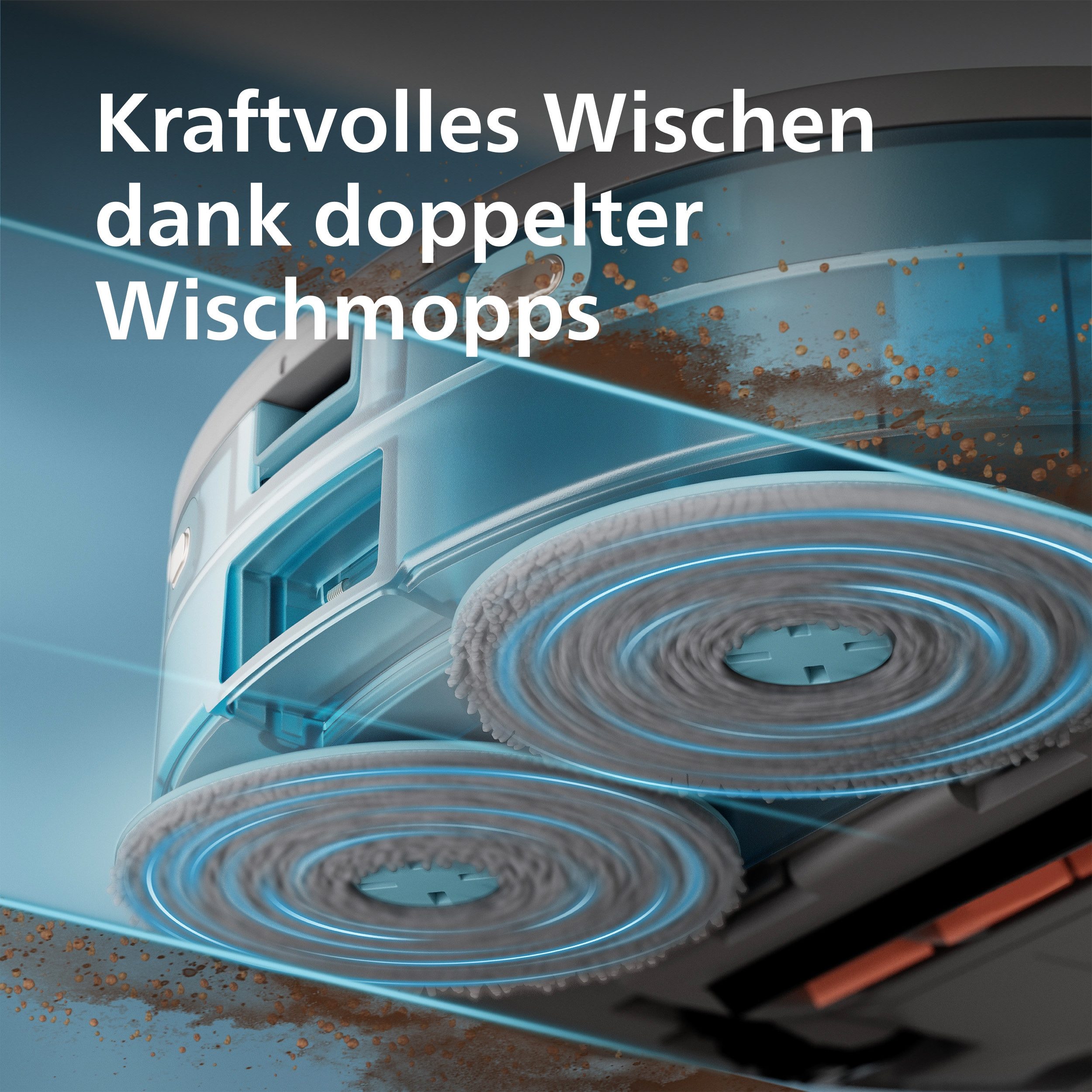 Philips Saugroboter mit Wischfunktion XU5100/10 mit 10.000pa Saugkraft, 67,16 W, mit Beutel, LDS-Radarnavigationssystem, HomeRun App, inkl. Entleerungsstation – Bild 4 von 5