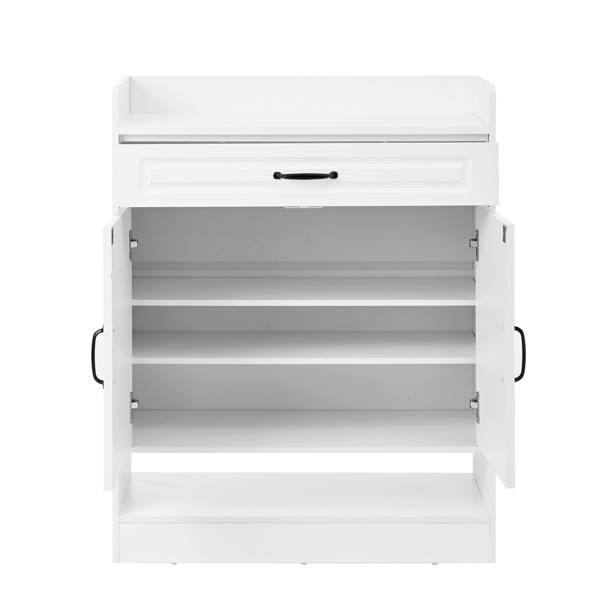Flieks Schuhschrank mit Schubladen und verstellbaren Regalen (1-St., B75/T36/H95,5cm) Schuhkommode Schuhregal Mehrzweckschrank mit offenen Fächern Weiß