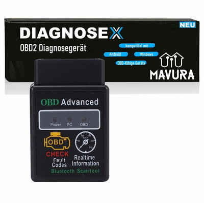 MAVURA OBD2-Diagnosegerät DIAGNOSEX OBD2 Diagnosegerät Bluetooth Autoscan Auslesegerät, Tiefen Diagnose Gerät KFZ Auto Adapter Android Handy PC