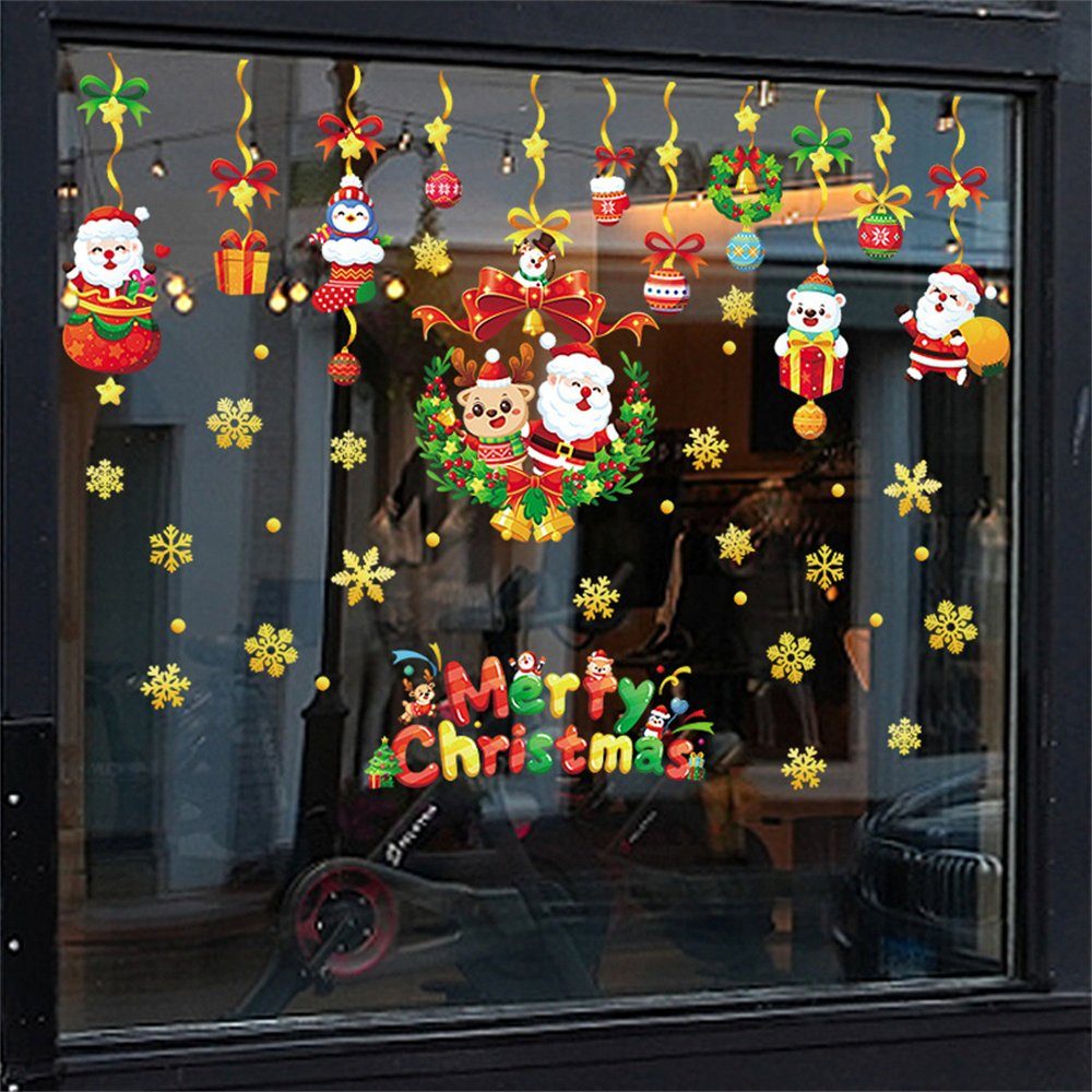 DAYUT Dekoschale Weihnachts dekoration Fenster aufkleber Santa Geschenke  Weihnachten