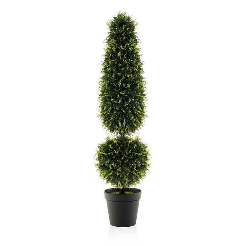 Kunstpflanze, COSTWAY, Höhe 120 cm, Buchsbaum Formschnitt mit Topf, 120 cm