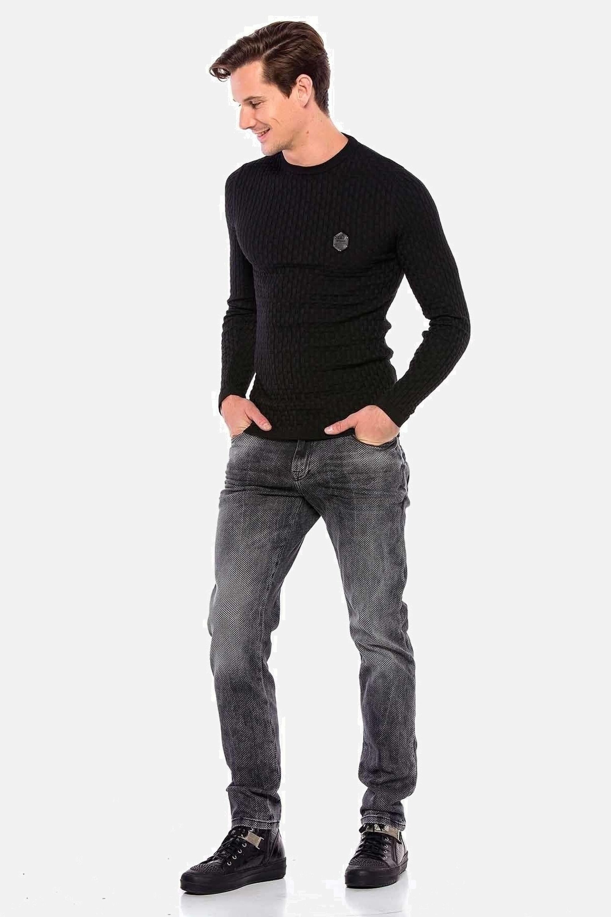 Cipo & Baxx Slim-fit-Jeans Jeans mit Allover-Gitter-Musterung, CD543