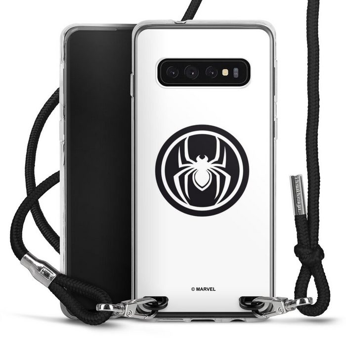 DeinDesign Handyhülle Spider-Man Spider Logo White Samsung Galaxy S10 Plus Handykette Hülle mit Band Case zum Umhängen