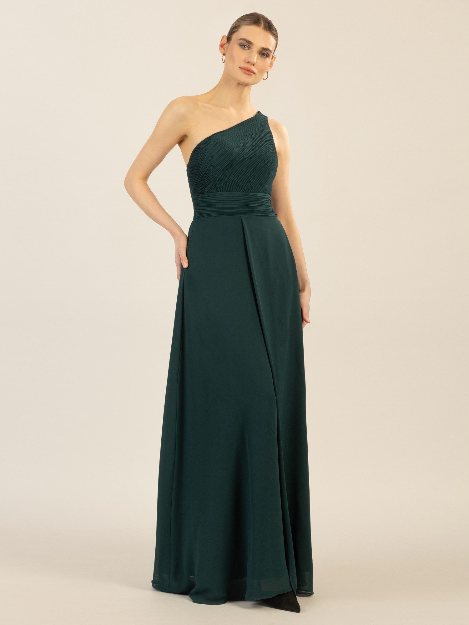 Apart Abendkleid mit Plissee- Drapierung vorne günstig online kaufen
