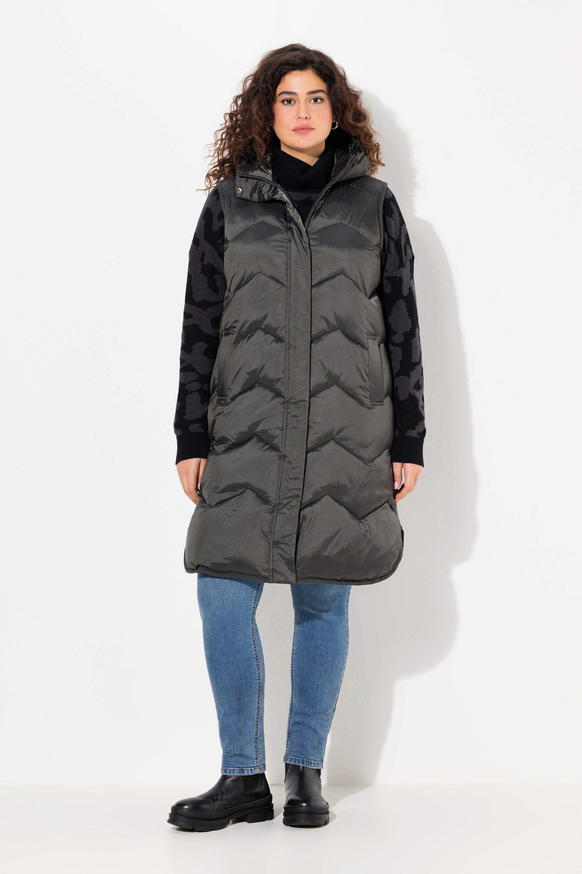 Ulla Popken Steppweste HYPRAR Funktions-Steppweste Kapuze Stehkragen günstig online kaufen