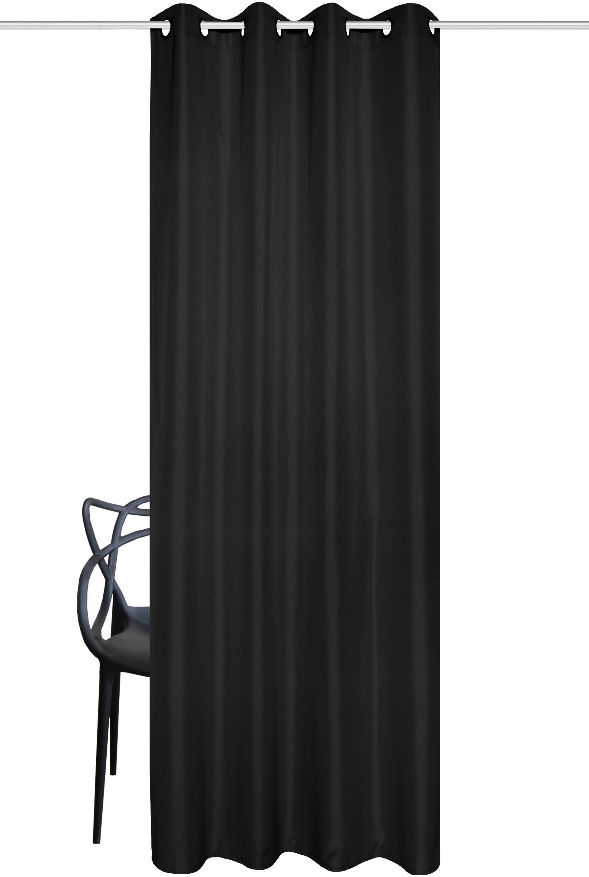 Home Basics Vorhang ATLANTIK (1 St), Ösen, blickdicht, Ösenschal Uni ATLANTIK