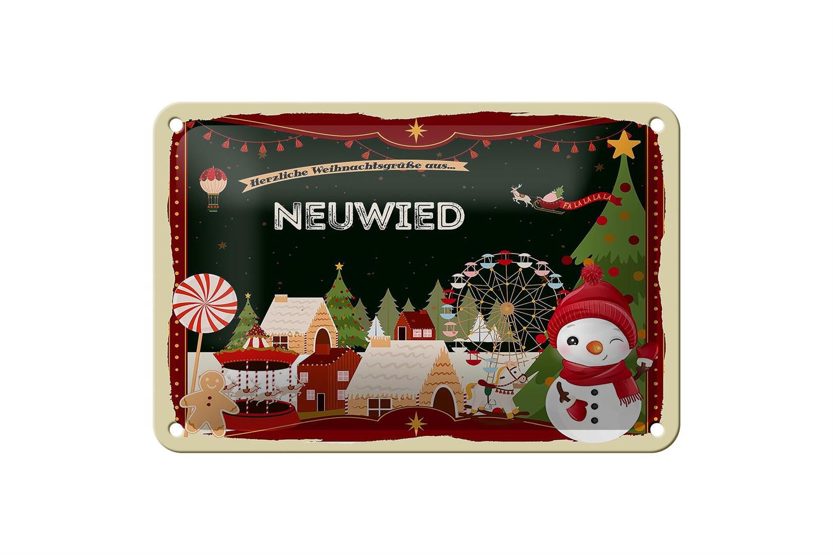 Metallschild Weihnachten Grüße aus NEUWIED 18x12cm