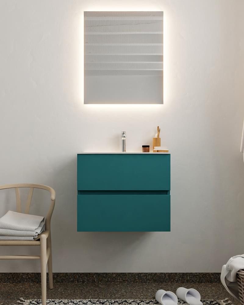 MONDIAZ Waschtisch set ozeanblau vica 60 cm NV76341816 (Waschbecken Serie Moon (oval), set Serie Vica, mit Lochbohrung)